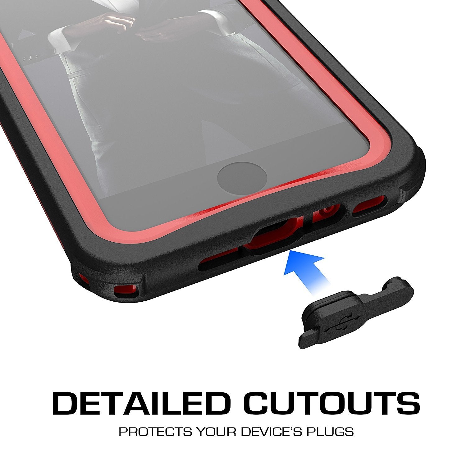 Capa à prova d'água para iPhone 7, série Nautical da Ghostek para iPhone 7 | Proteção subaquática slim | Proteção de aventura | Ultra ajuste | Natação (Vermelho)