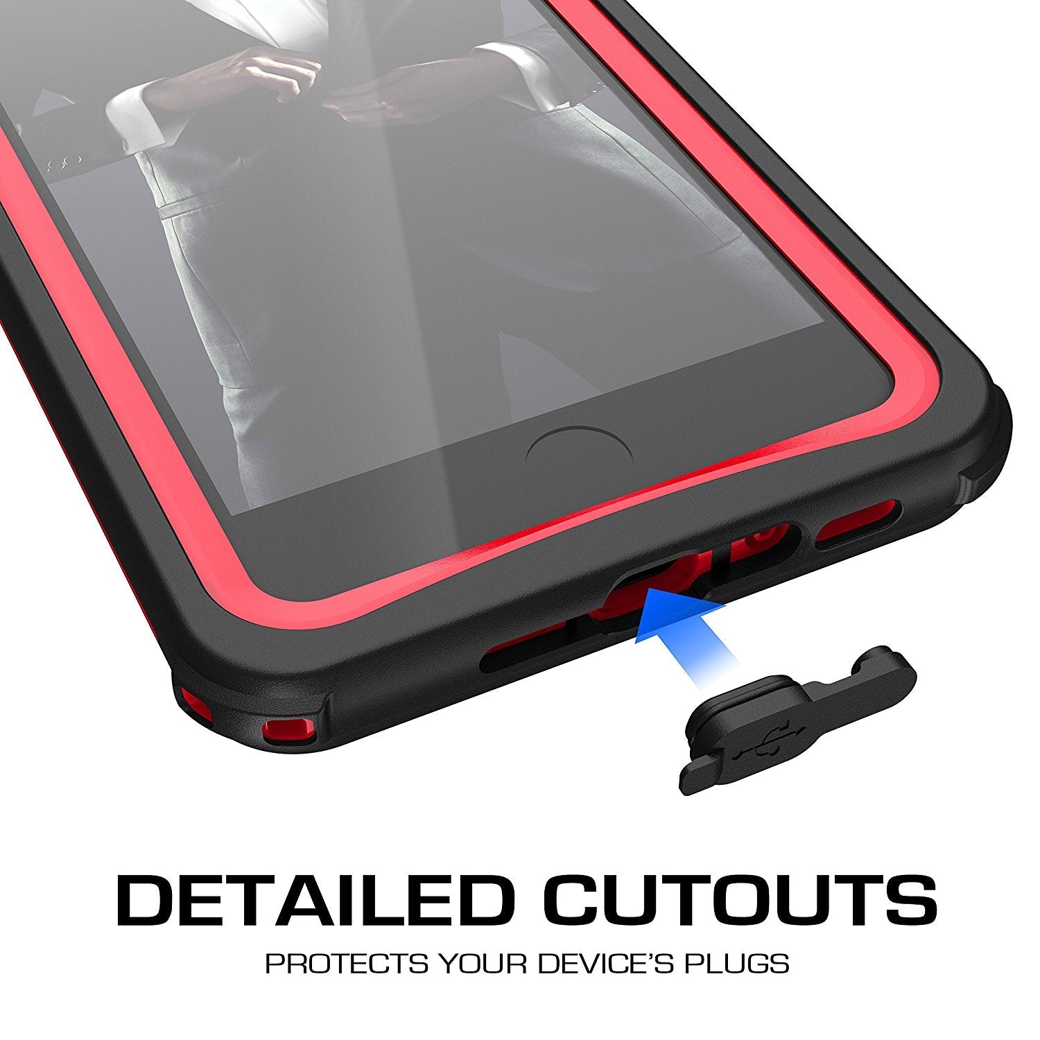 Capa iPhone 7+ Plus, Ghostek® Série Náutica  para iPhone 7+ Plus, Capa Resistente e Resistente em Vermelho