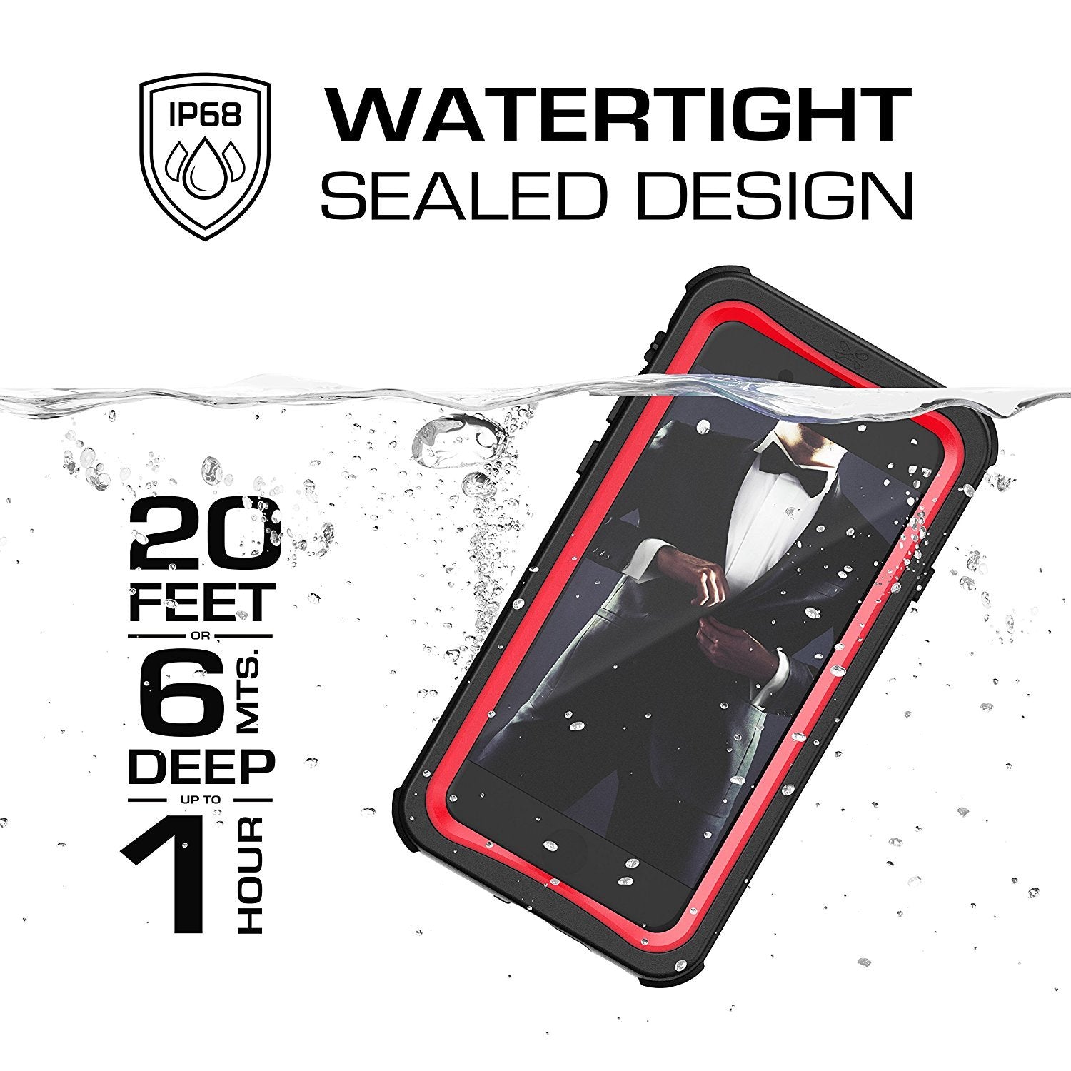 Capa à prova d'água para iPhone 7, série Nautical da Ghostek para iPhone 7 | Proteção subaquática slim | Proteção de aventura | Ultra ajuste | Natação (Vermelho)