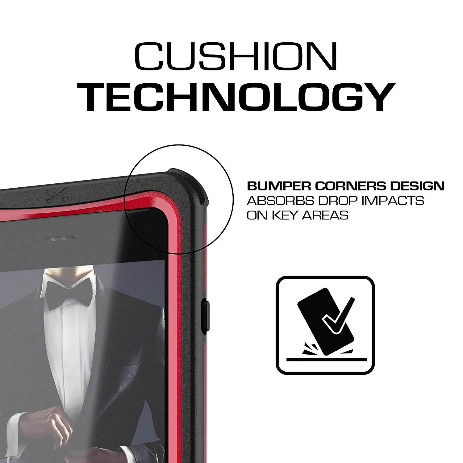 Capa iPhone 7+ Plus, Ghostek® Série Náutica  para iPhone 7+ Plus, Capa Resistente e Resistente em Vermelho