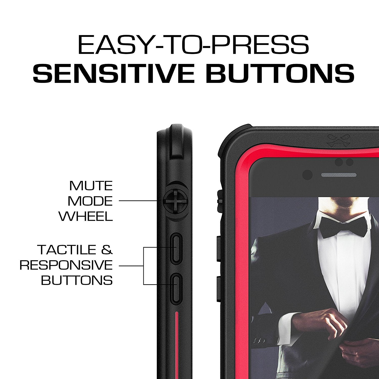 Capa à prova d'água para iPhone 8, Série Náutica da Ghostek para iPhone 8 | Proteção subaquática fina | Dever de aventura | Ultra fit | Natação (Vermelho)