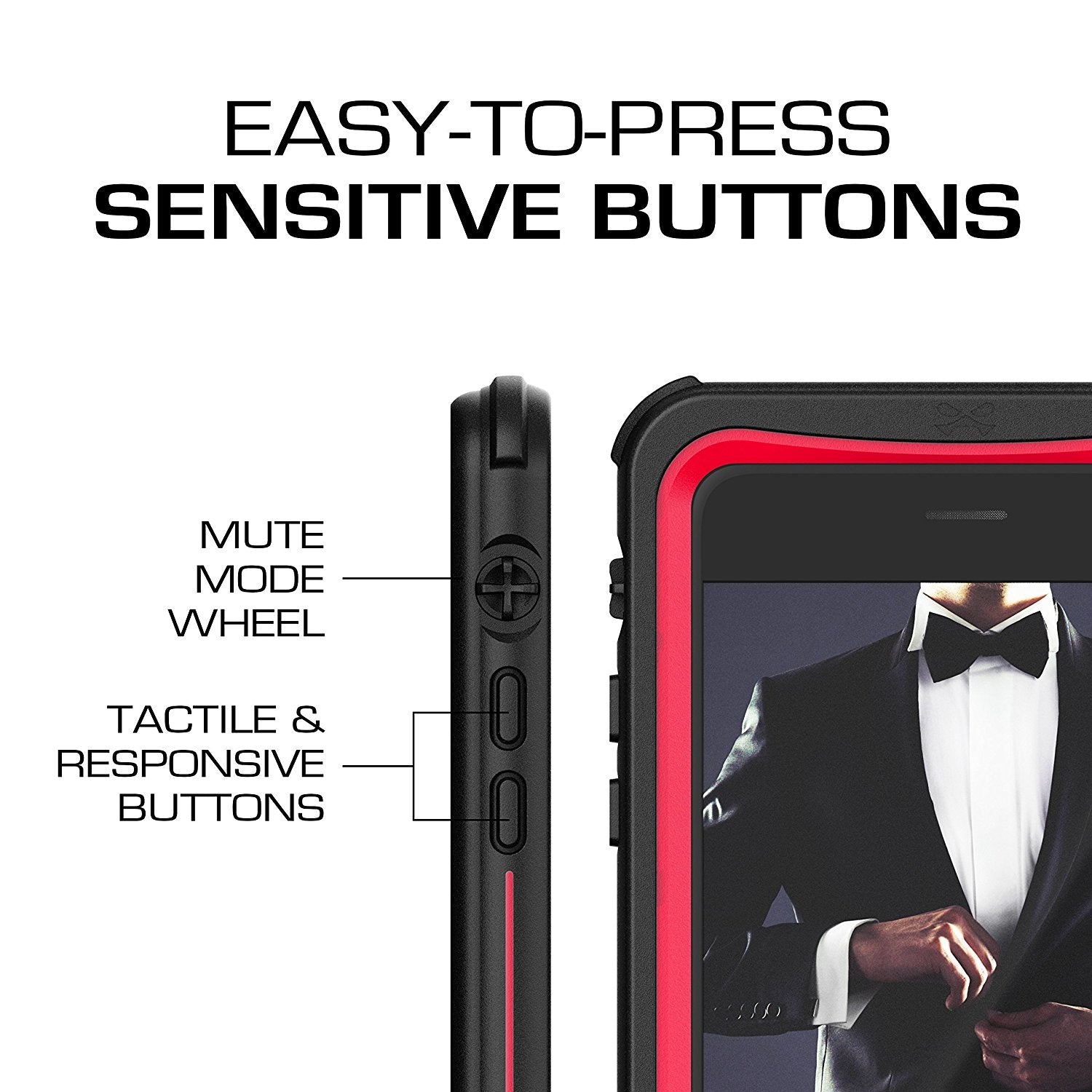 Capa iPhone 7+ Plus, Ghostek® Série Náutica  para iPhone 7+ Plus, Capa Resistente e Resistente em Vermelho