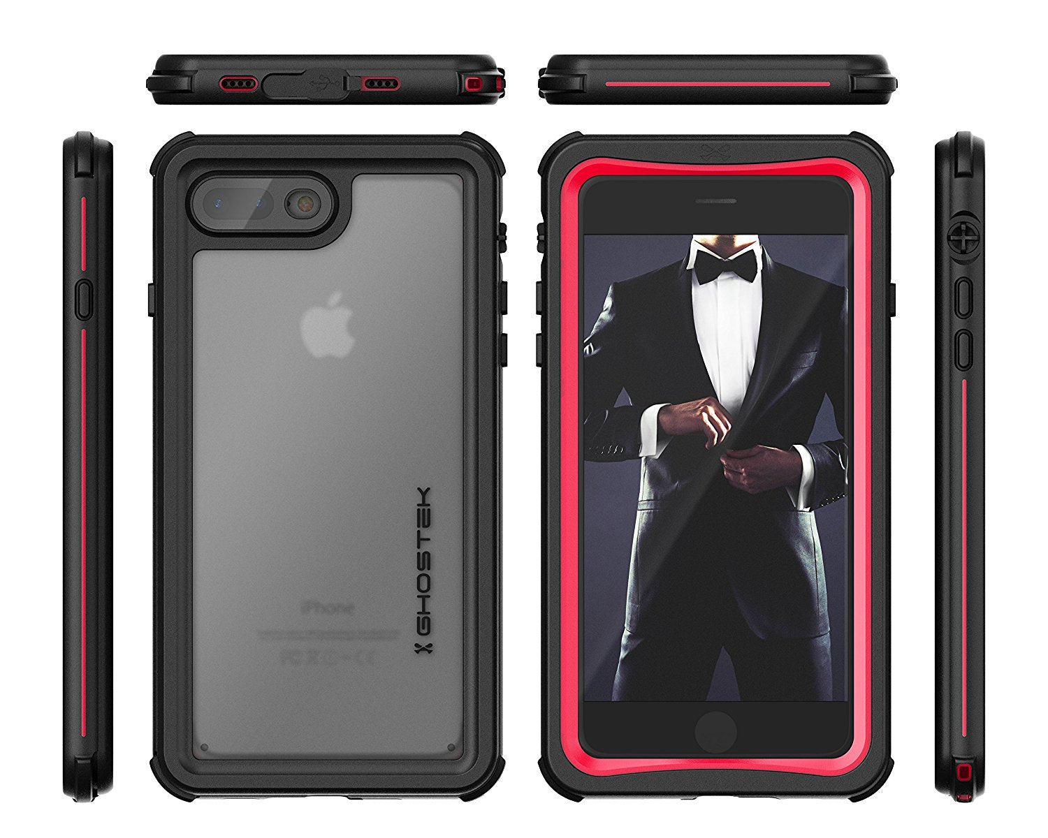 Capa iPhone 7+ Plus, Ghostek® Série Náutica  para iPhone 7+ Plus, Capa Resistente e Resistente em Vermelho