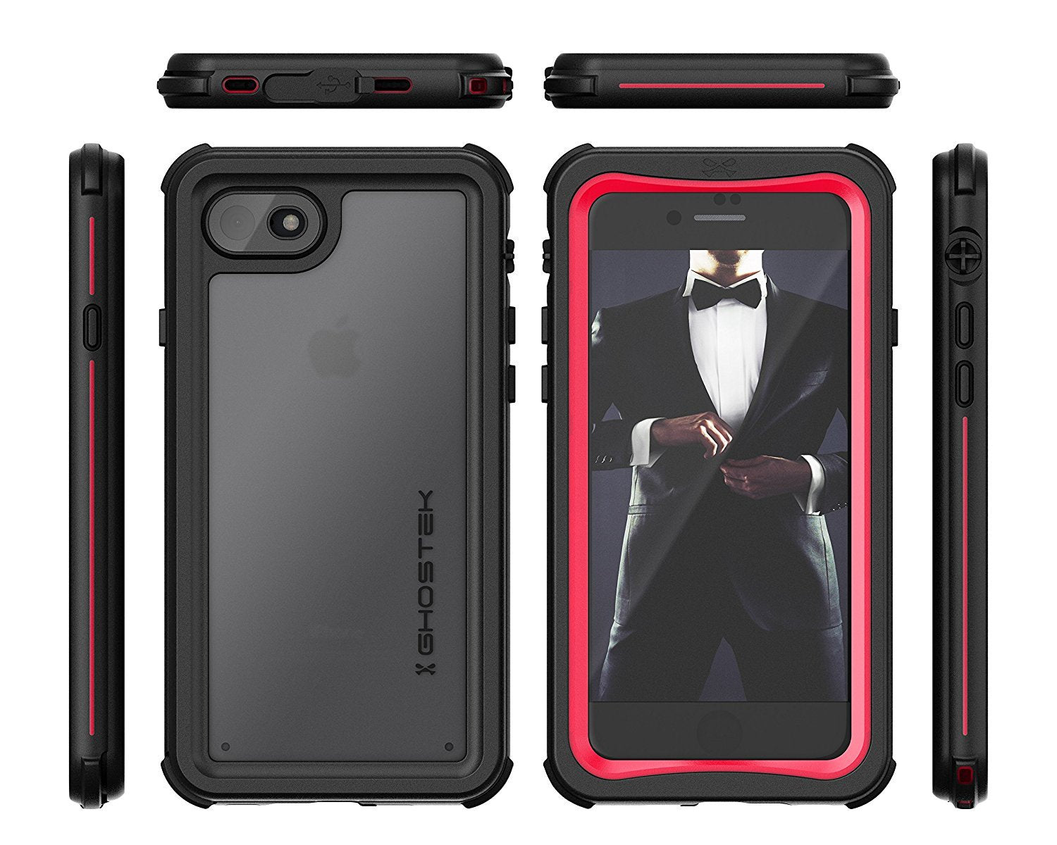 Capa à prova d'água para iPhone 7, série Nautical da Ghostek para iPhone 7 | Proteção subaquática slim | Proteção de aventura | Ultra ajuste | Natação (Vermelho)