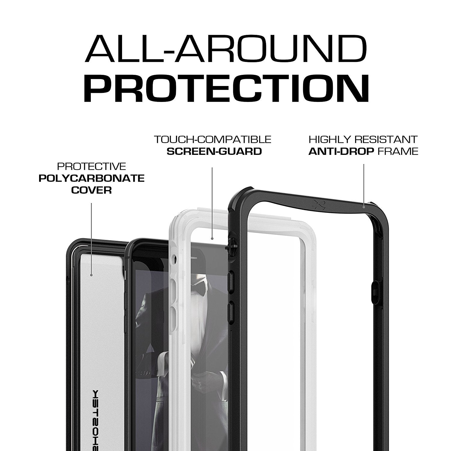 Capa para iPhone 7+ Plus, Série Náutica da Ghostek® para iPhone 7+ Plus, Capa Resistente e Resistente | Branco