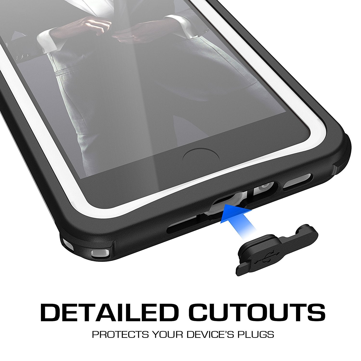 Capa para iPhone 7+ Plus, Série Náutica da Ghostek® para iPhone 7+ Plus, Capa Resistente e Resistente | Branco