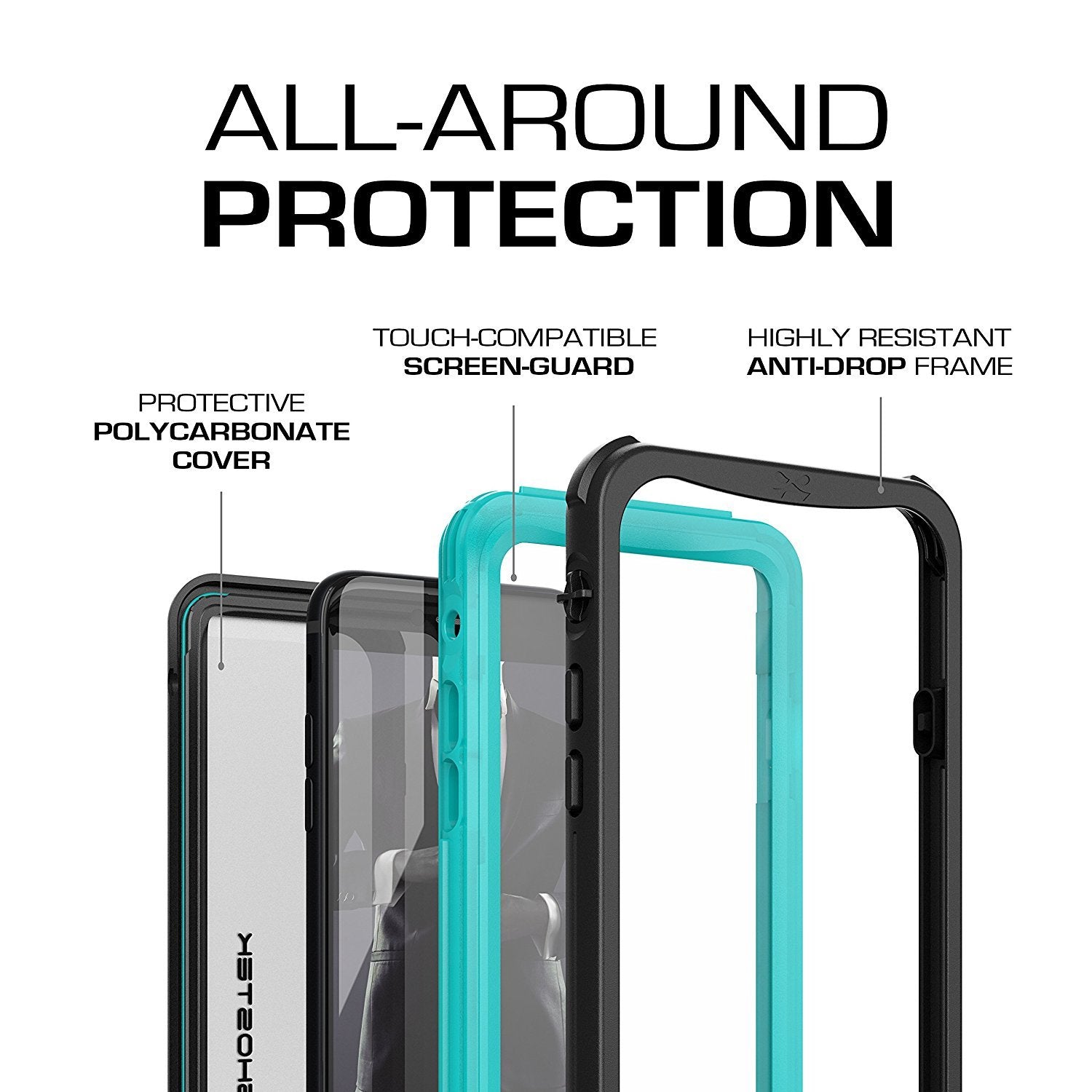 Capa à Prova d'Água para iPhone 7, Série Náutica da Ghostek para iPhone 7 | Proteção Slim Subaquática | Dever de Aventura | Ajuste Ultra | Natação (Azul-Verde)