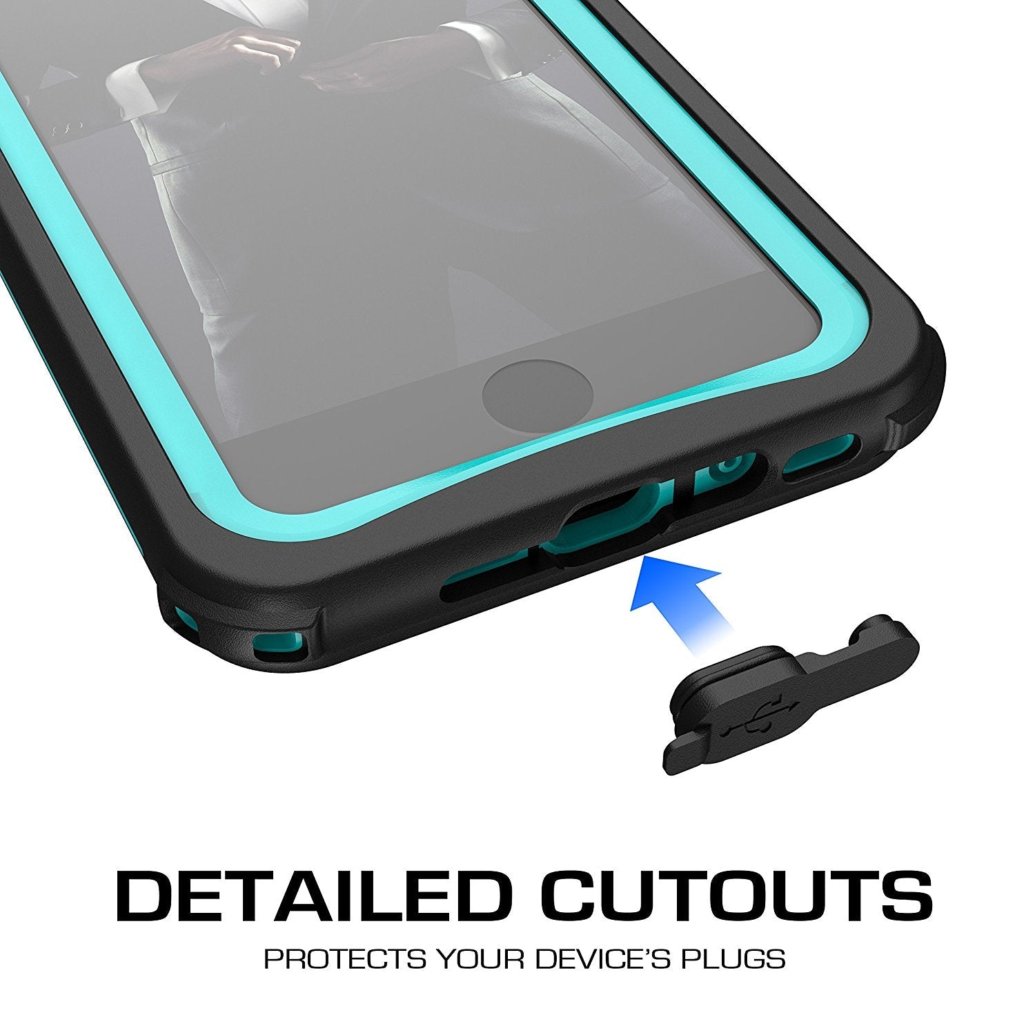 Capa à prova d'água para iPhone 8, série náutica Ghostek para iPhone 8 | Proteção subaquática fina | Dever de aventura | Ultra Fit | Natação (azul petróleo)