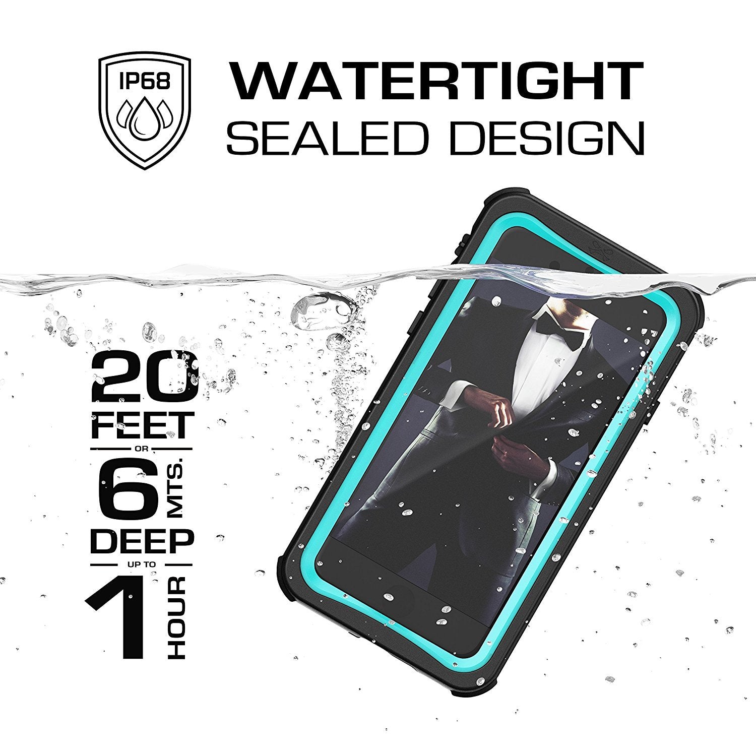 Capa à Prova d'Água para iPhone 7, Série Náutica da Ghostek para iPhone 7 | Proteção Slim Subaquática | Dever de Aventura | Ajuste Ultra | Natação (Azul-Verde)