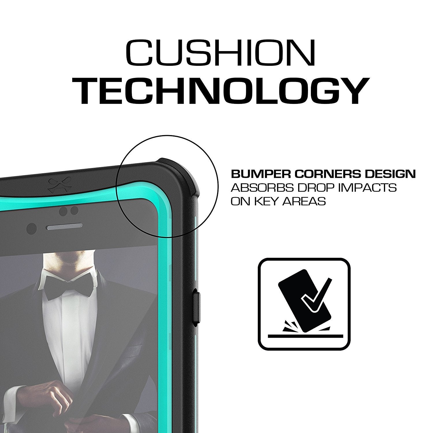 Capa à Prova d'Água para iPhone 7, Série Náutica da Ghostek para iPhone 7 | Proteção Slim Subaquática | Dever de Aventura | Ajuste Ultra | Natação (Azul-Verde)