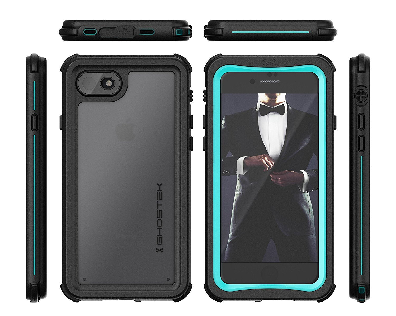 Capa à Prova d'Água para iPhone 7, Série Náutica da Ghostek para iPhone 7 | Proteção Slim Subaquática | Dever de Aventura | Ajuste Ultra | Natação (Azul-Verde)