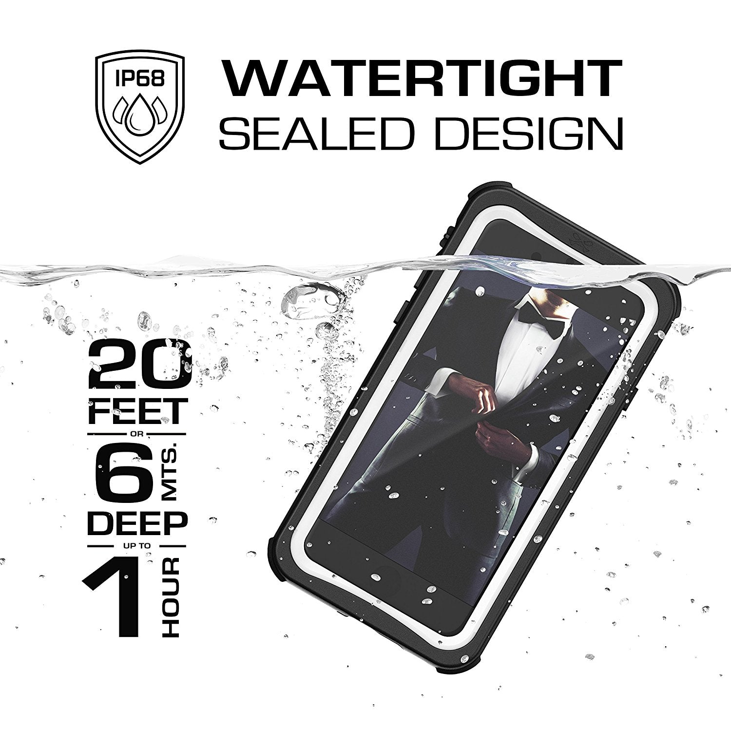 Capa à prova d'água para iPhone 8, série Ghostek Nautical para iPhone 8 | Proteção subaquática slim | Dever de aventura | Ultra Fit | Natação (Branco)