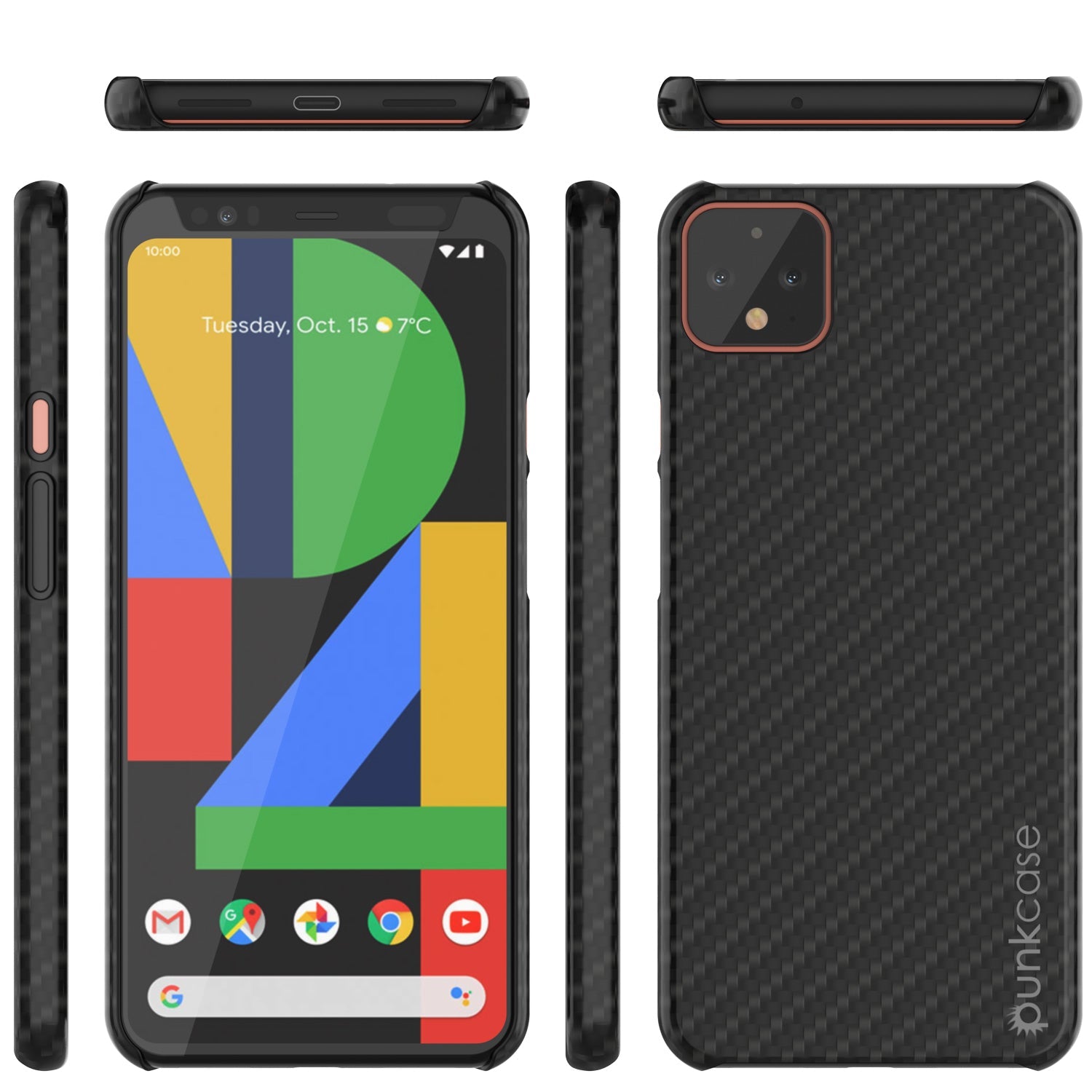 Capa de Couro ultrafina e resistente CarbonShield para Google Pixel 4