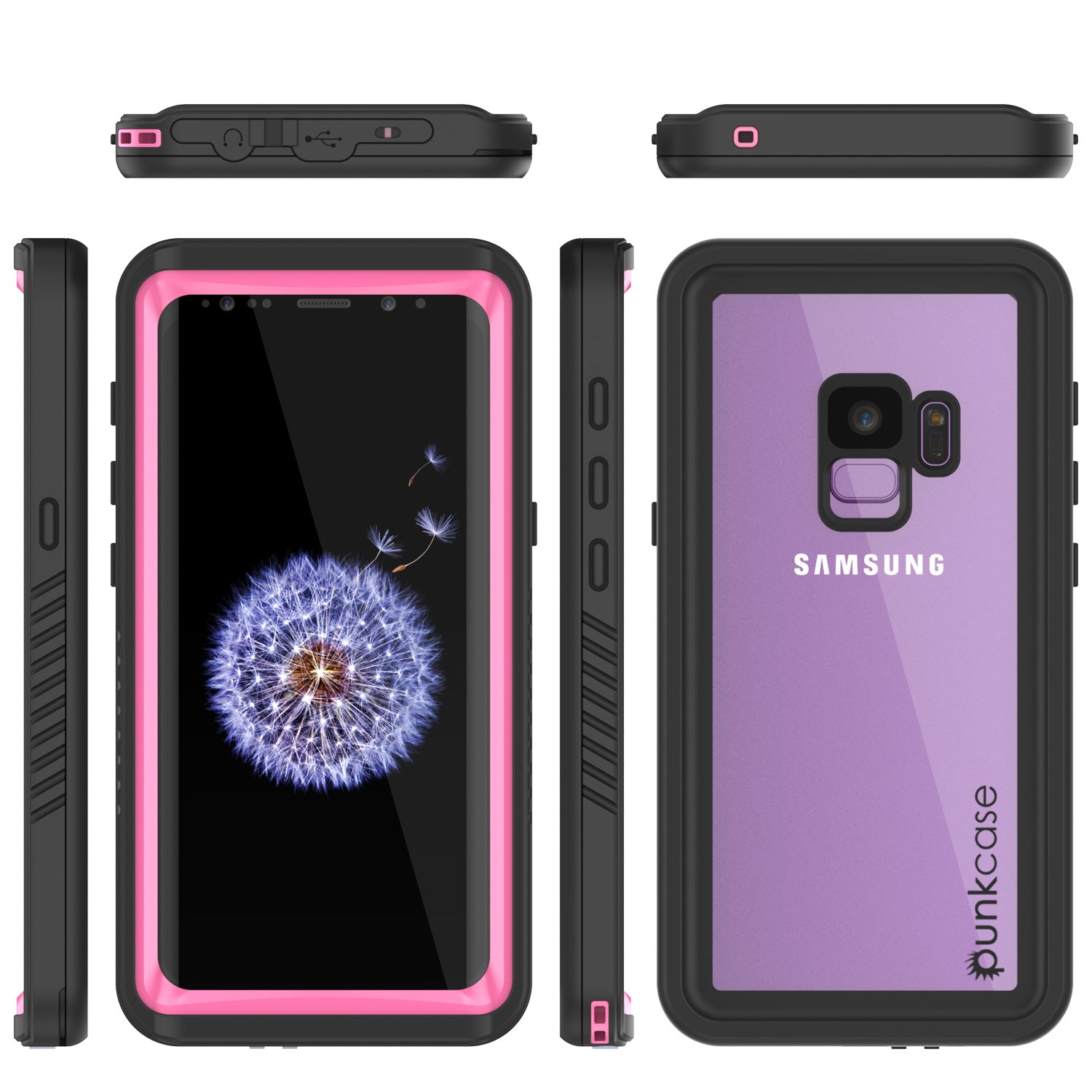Galaxy S9 Waterproof Case, Punkcase [Extreme Series] [Slim Fit] [IP68 Certified] [Shockproof] [Snowproof] [Dirproof] Armor Cover W/ Built In Screen Protector for Samsung Galaxy S9 [Pink] (Color in image: White)