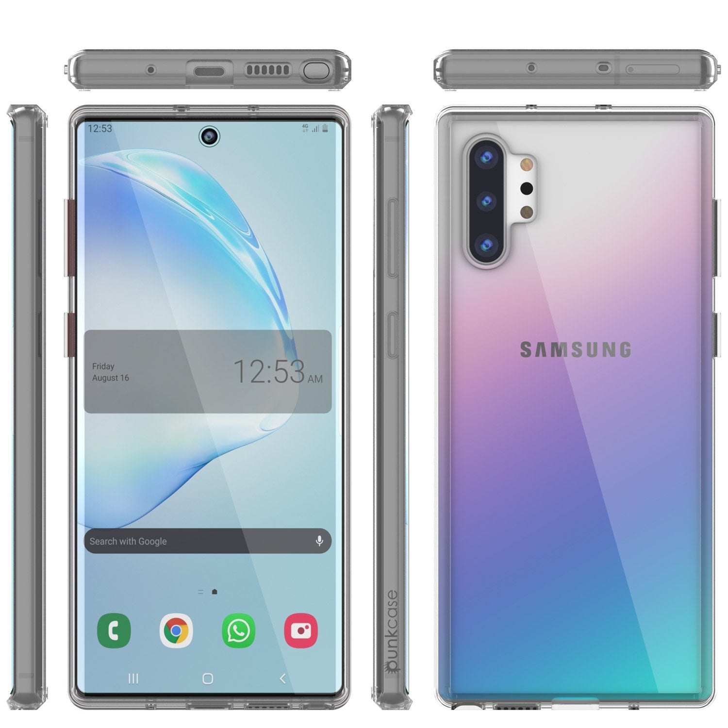 Galaxy Note 10+ Plus Punkcase Lucid-2.0 Series Slim Fit Armor Clear Case Cover (Color in image: Black)