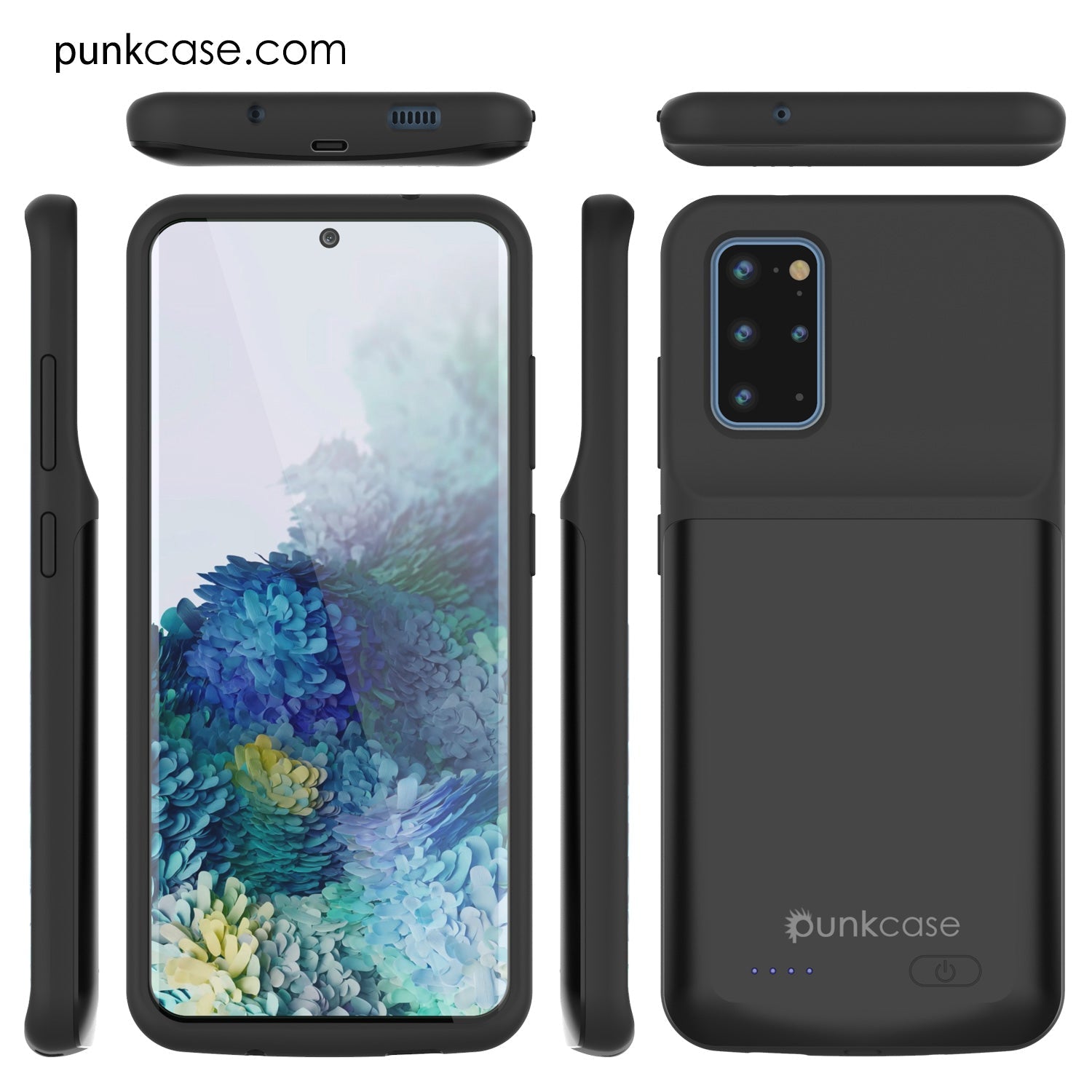 Capa de bateria PunkJuice S20+ Plus toda preta - Power Juice Bank de carregamento rápido com 6000mAh