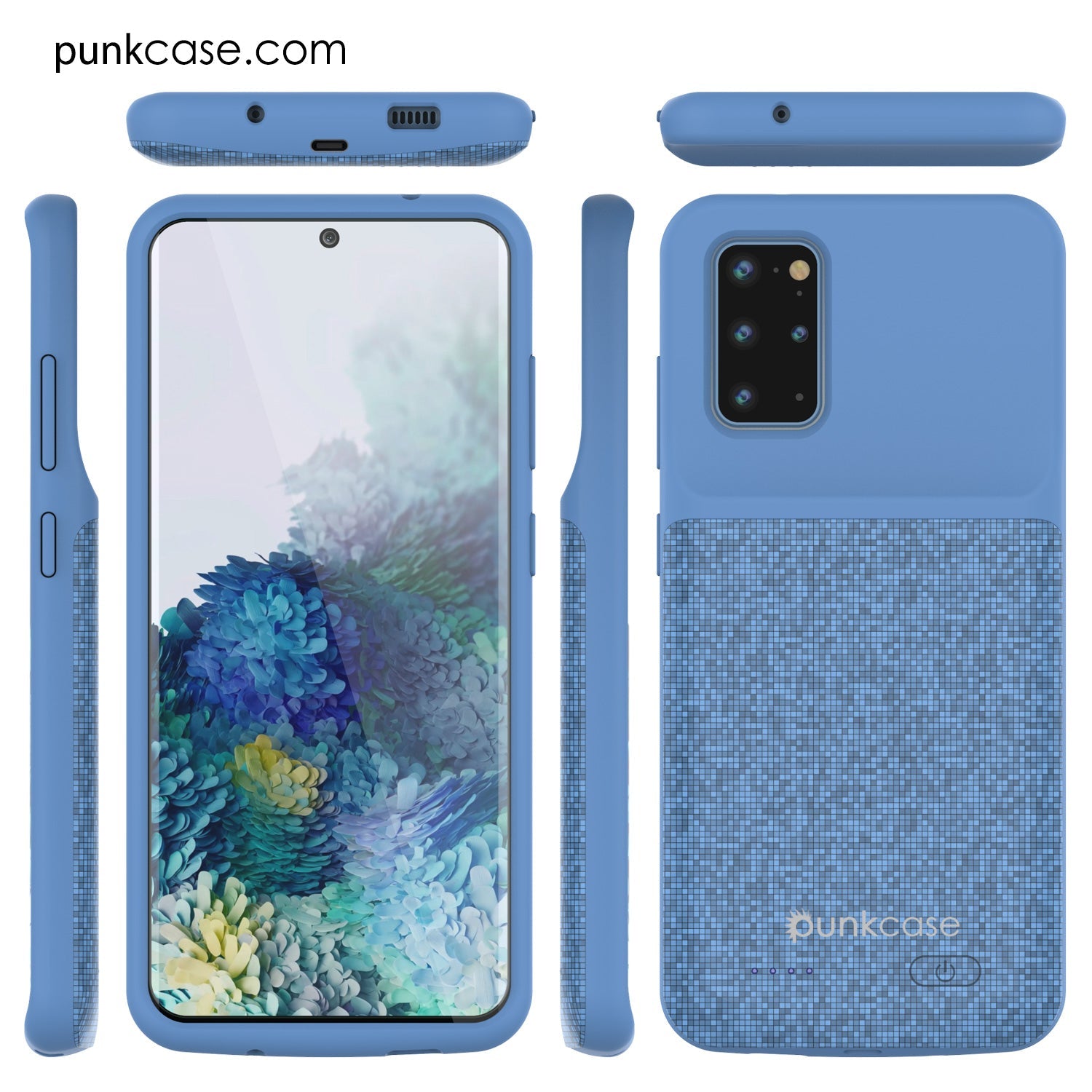 Capa de bateria PunkJuice S20+ Plus Azul com padrão - Banco de energia de carregamento rápido com 6000mAh
