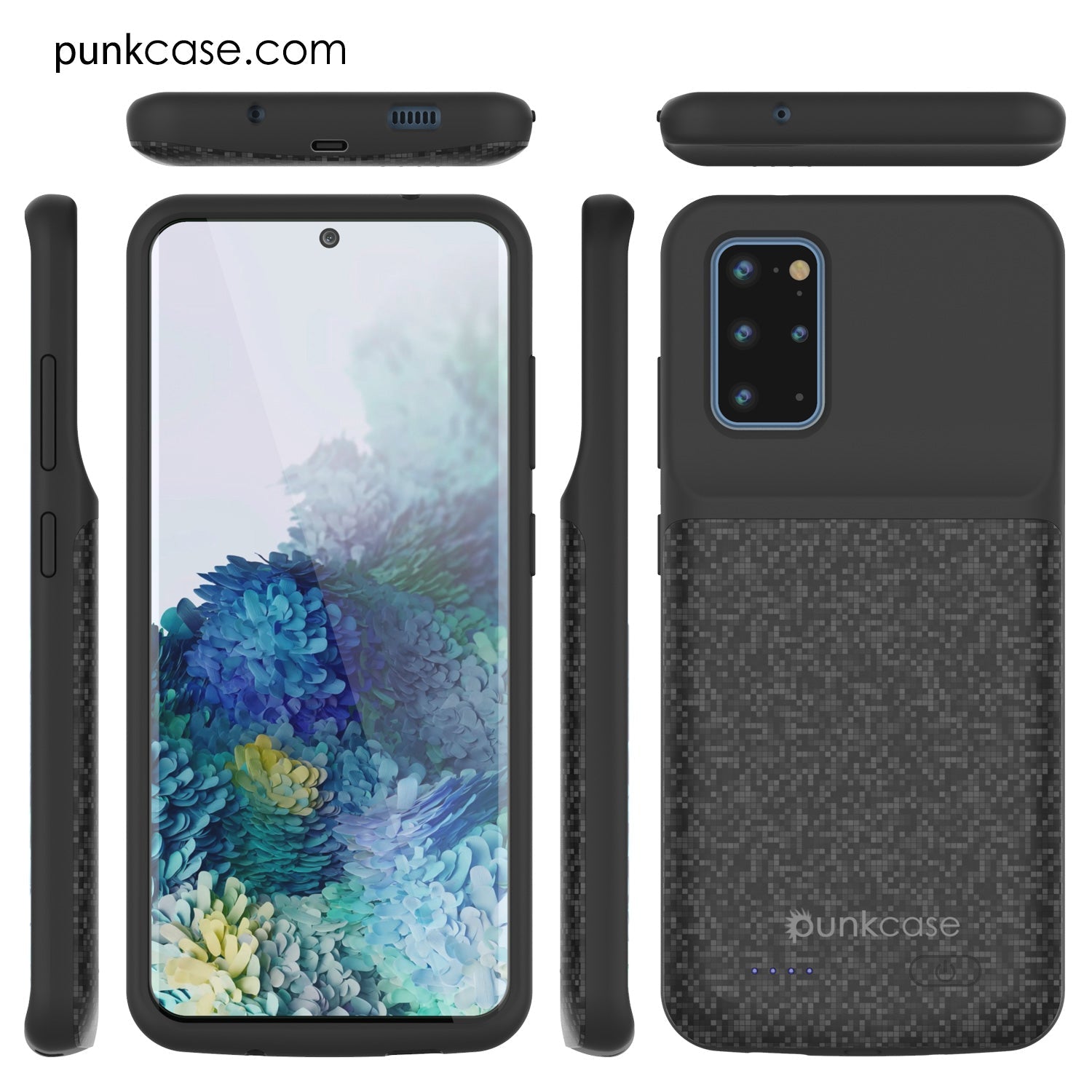 Capa de bateria PunkJuice S20+ Plus padrão preto - Banco de energia de carregamento rápido com 6000mAh