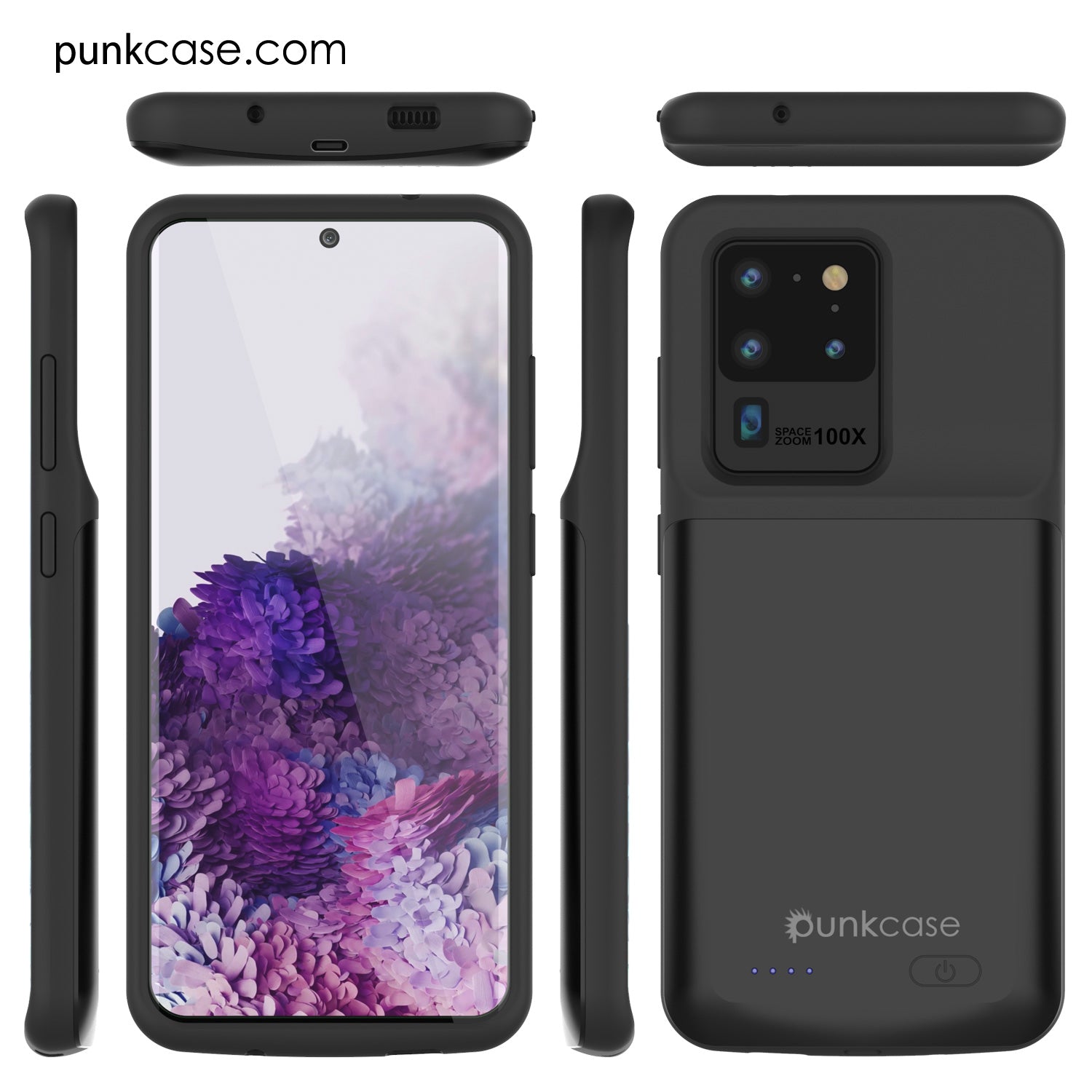 Capa de bateria PunkJuice S20 Ultra toda preta - Carregador Rápido Power Juice Bank com 6000mAh.