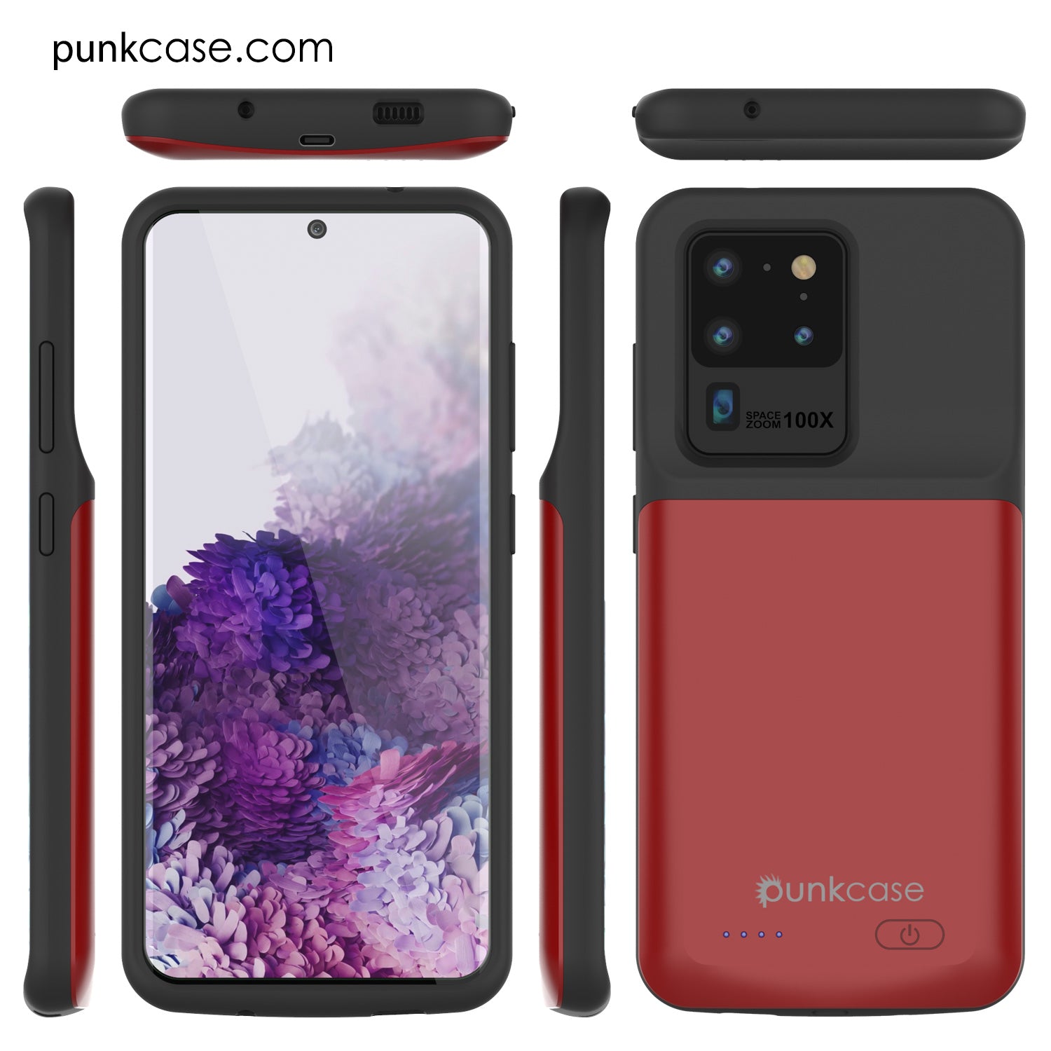Capa de Bateria PunkJuice S20 Ultra Vermelha - Banco de Energia de Carregamento Rápido com 6000mAh