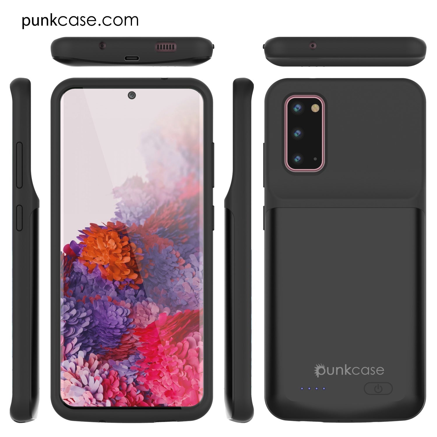 Capa de bateria PunkJuice S20 toda preta - Banco de energia de carregamento rápido com 4800mAh