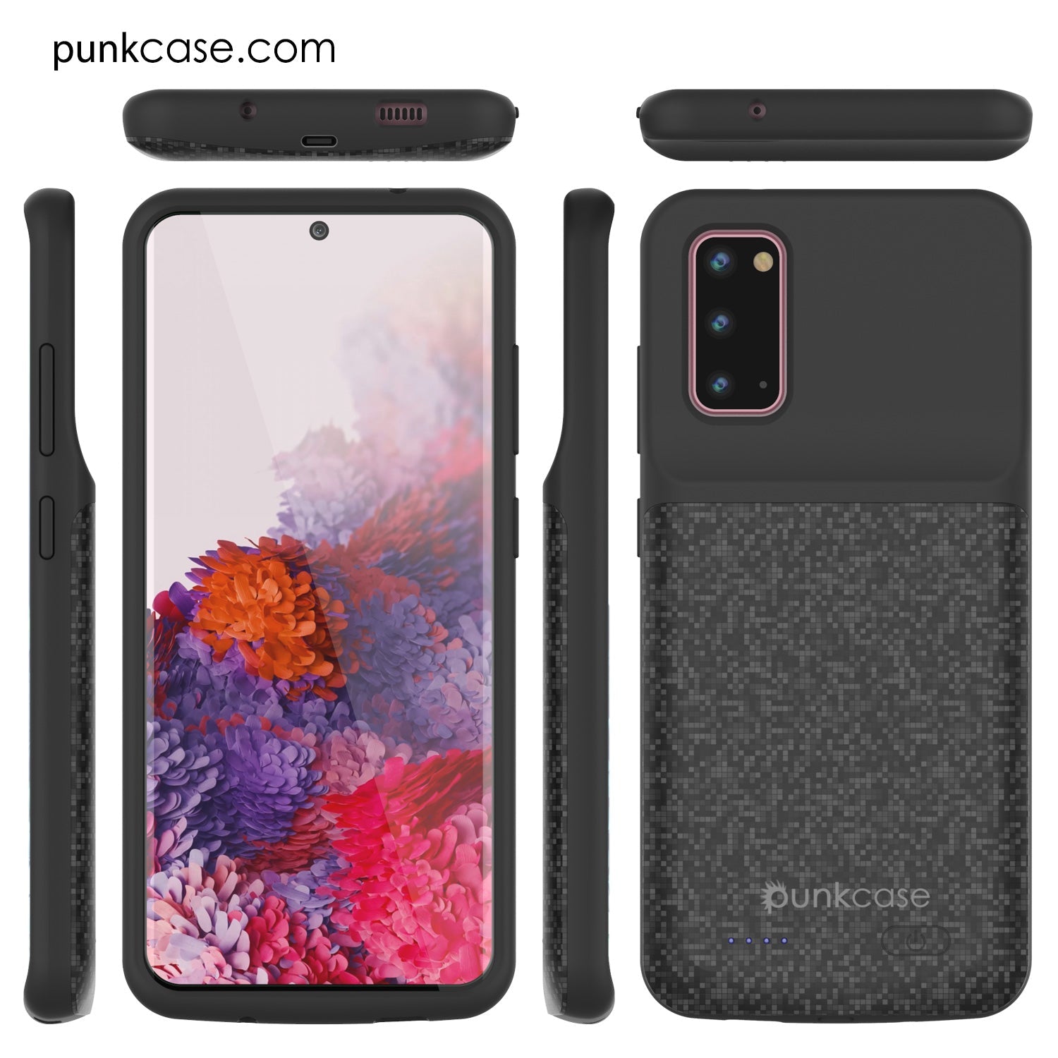 Capa de bateria PunkJuice S20 preta estampada - Banco de energia de carregamento rápido com 4800mAh