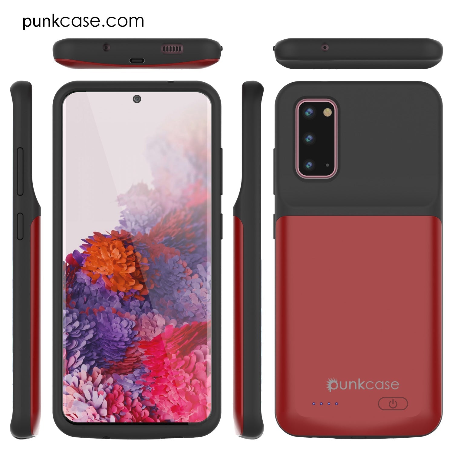 Capa de bateria PunkJuice S20 vermelha - Banco de energia de carregamento rápido com 4800mAh
