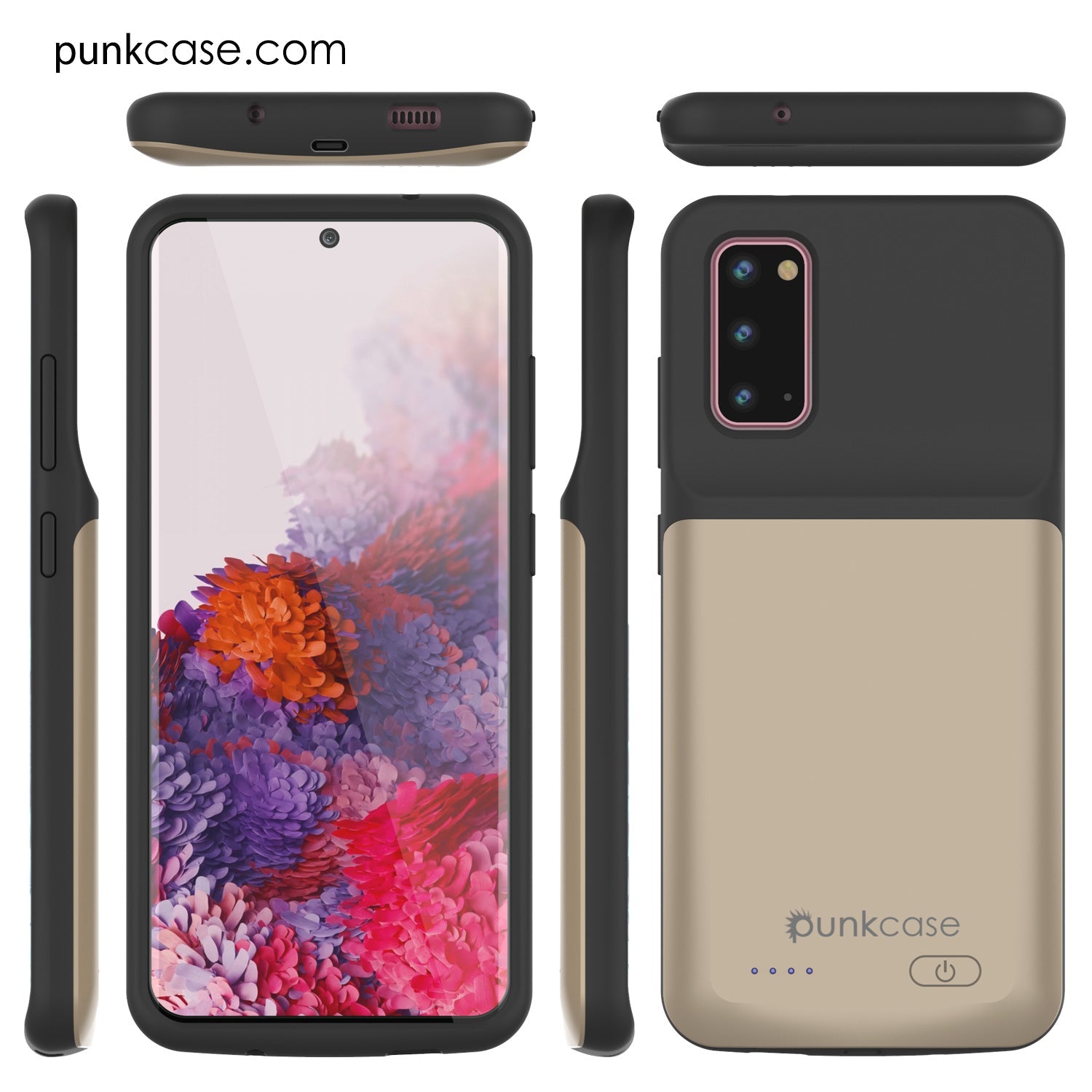 Capa de bateria PunkJuice S20 Ouro - Banco de potência de carga rápida com 4800mAh
