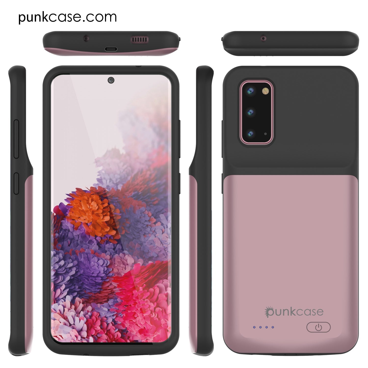 Capa de bateria PunkJuice S20 Rose - Banco de suco de energia de carregamento rápido com 4800mAh