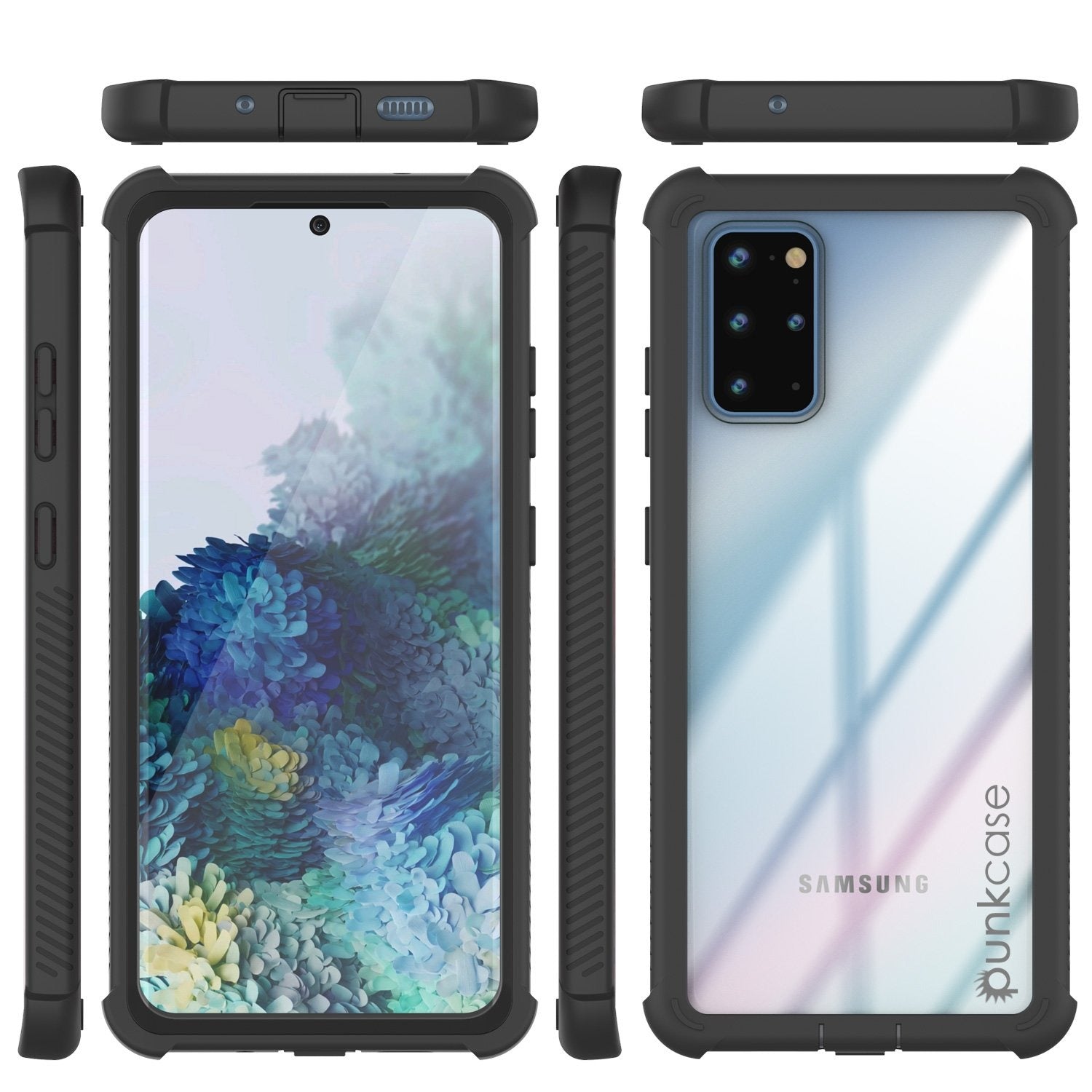 Capa PunkCase Galaxy S20+ Plus, [Série Spartan] Transparente Resistente e Resistente com Protetor de Tela Incorporado [Preto]