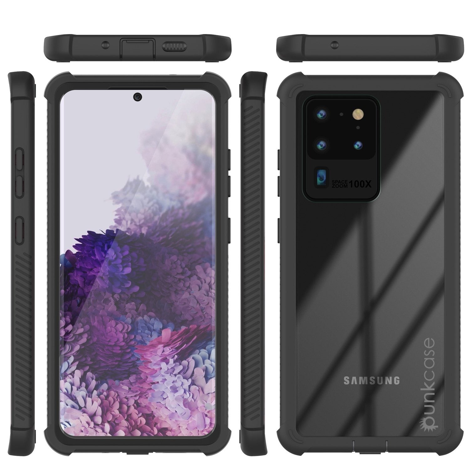 Capa PunkCase Galaxy S20 Ultra, série espartana, resistente clara e robusta com protetor de tela embutido [Preto]
