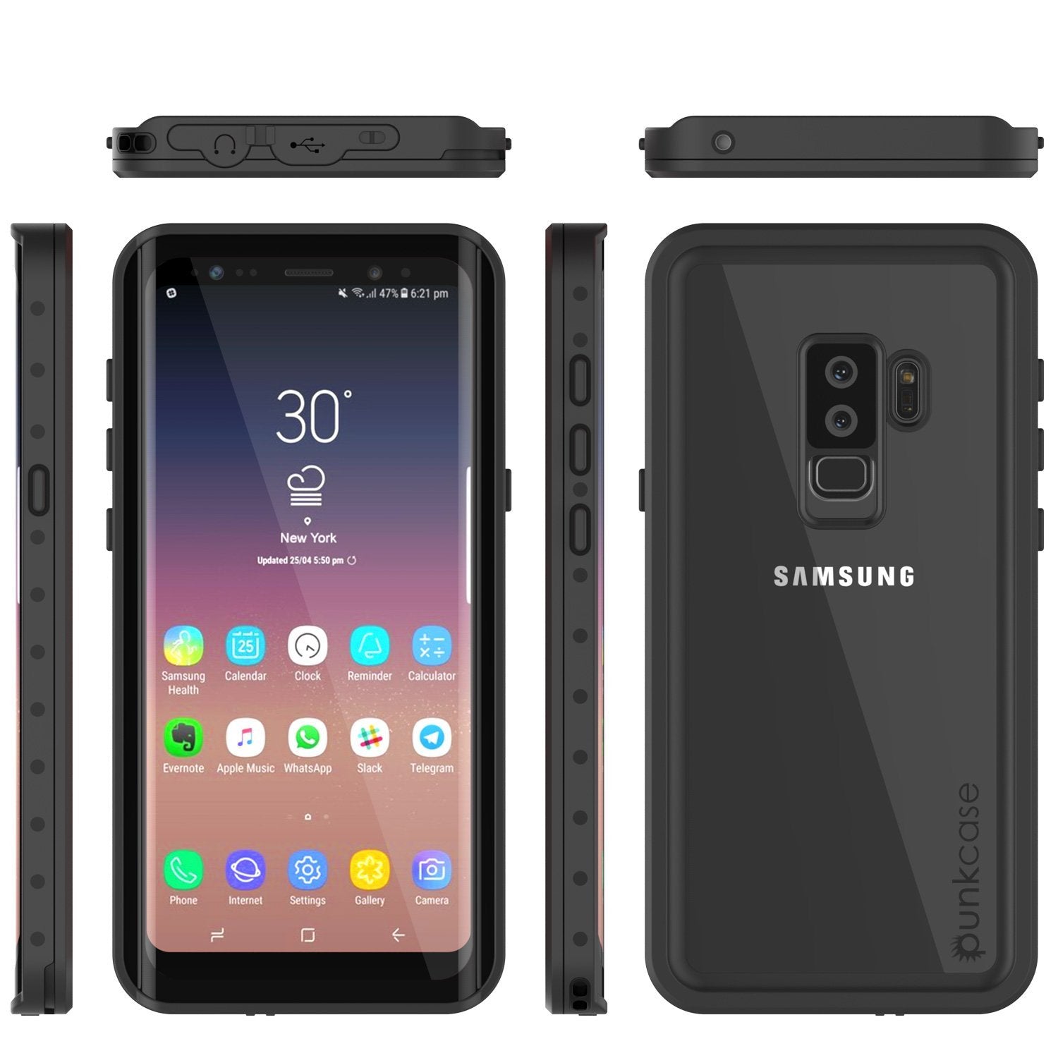 Galaxy S9 Plus Waterproof Case PunkCase StudStar Clear Thin 6.6ft Underwater IP68 Shock/Snow Proof (Color in image: white)