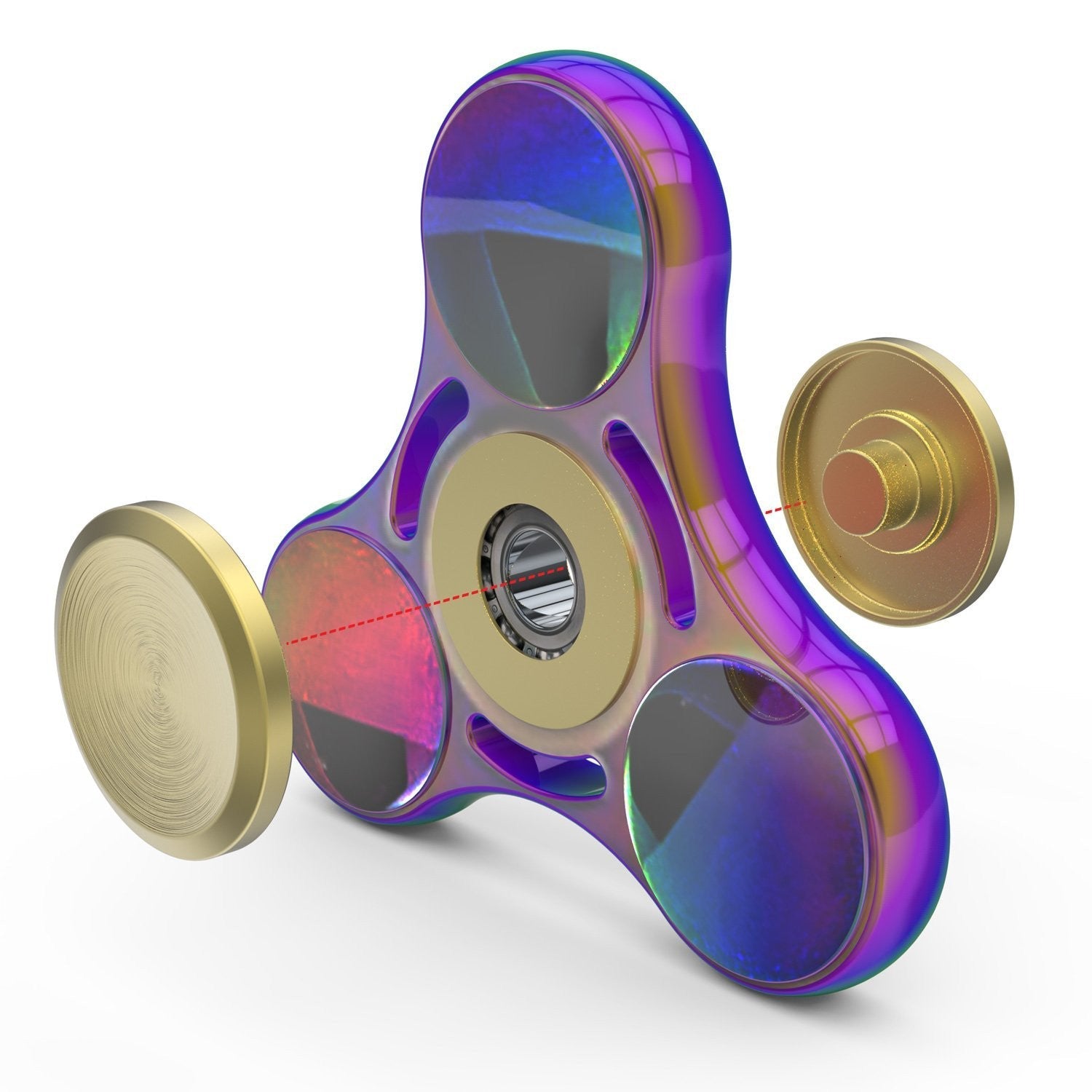 Girador Fidget Spinner InfiSpin F1, Tri-Spinner de Metal [Fácil de Flick & Spin] Brinquedo Prime EDC de Foco + Alívio do Estresse | Rolamentos de Alta Velocidade para 6+ Minutos de Girar | Suave, Silencioso & Rápido [ARCO-ÍRIS]