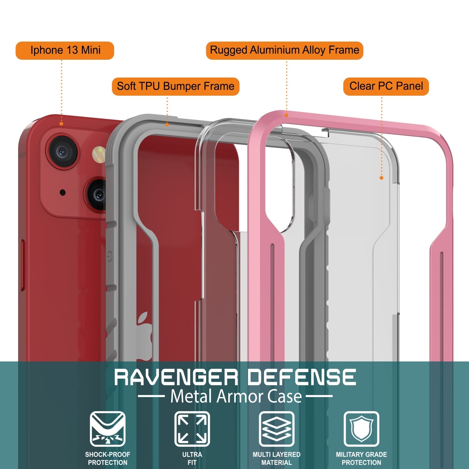 Capa de Defesa Punkcase iPhone 14 Plus Ravenger MAG Protetora Militar de Grau Multicamadas [Ouro Rosa]