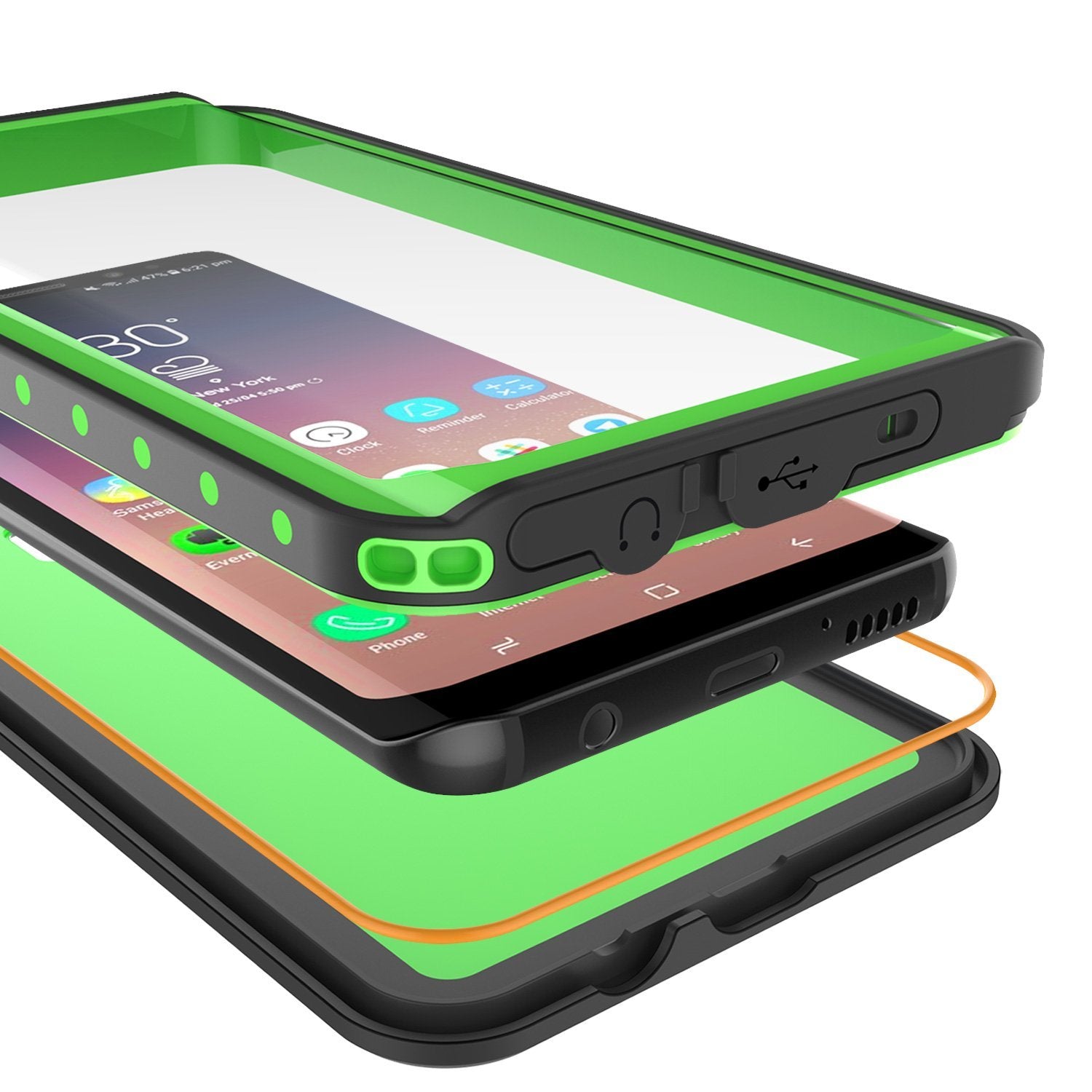 Galaxy S9 Waterproof Case PunkCase StudStar Light Green Thin 6.6ft Underwater IP68 ShockProof (Color in image: white)