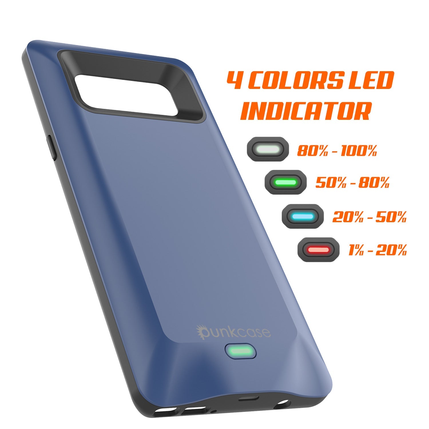 Capa de bateria Galaxy Note 8, Punkcase 5000mAh Case Carregador c/ Protetor de Tela | Porta USB Integrada | IntelSwitch [Vermelho]