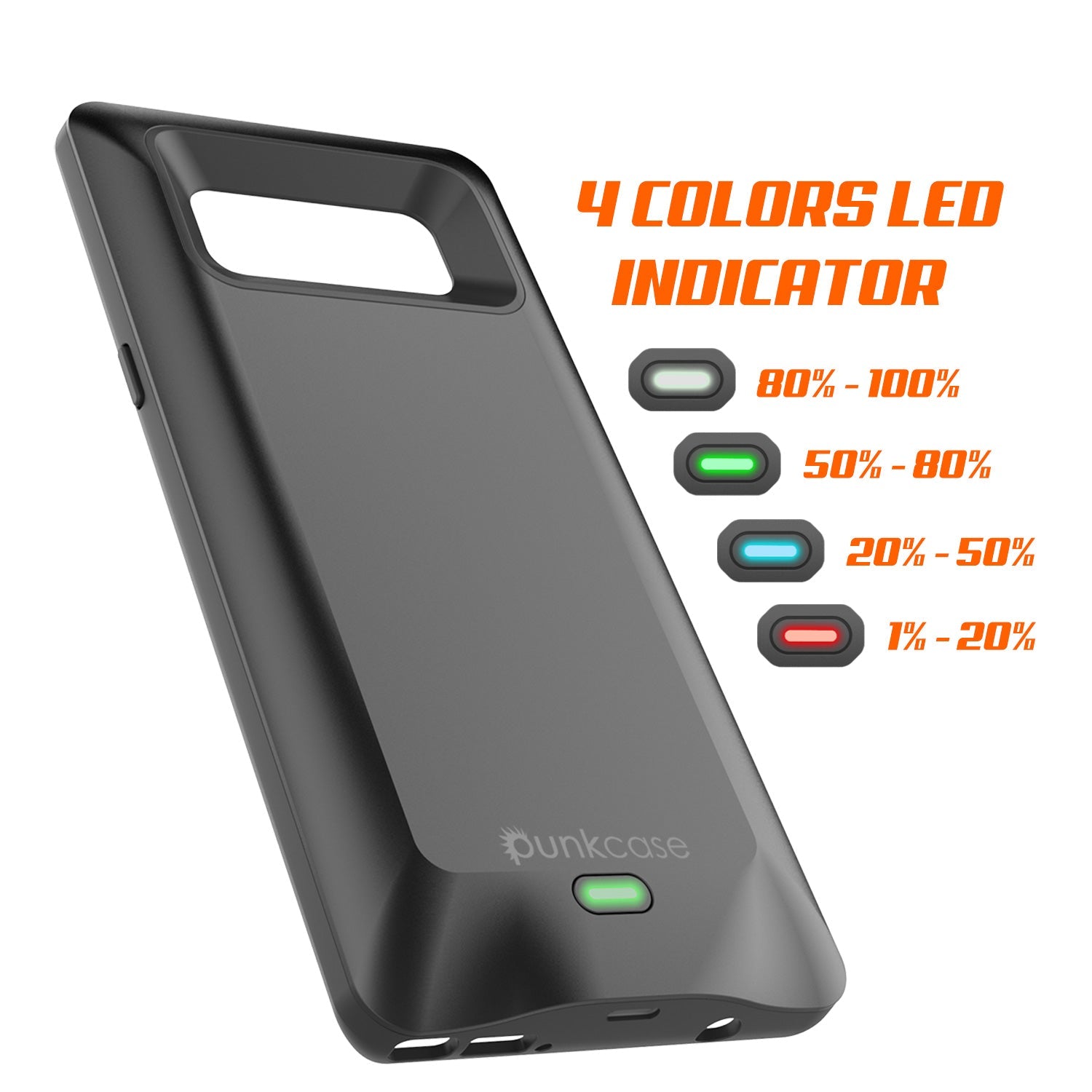 Capa de bateria Galaxy Note 8, estojo carregador Punkcase 5000mAH com protetor de tela | Porta USB integrada | IntelSwitch [Azul]