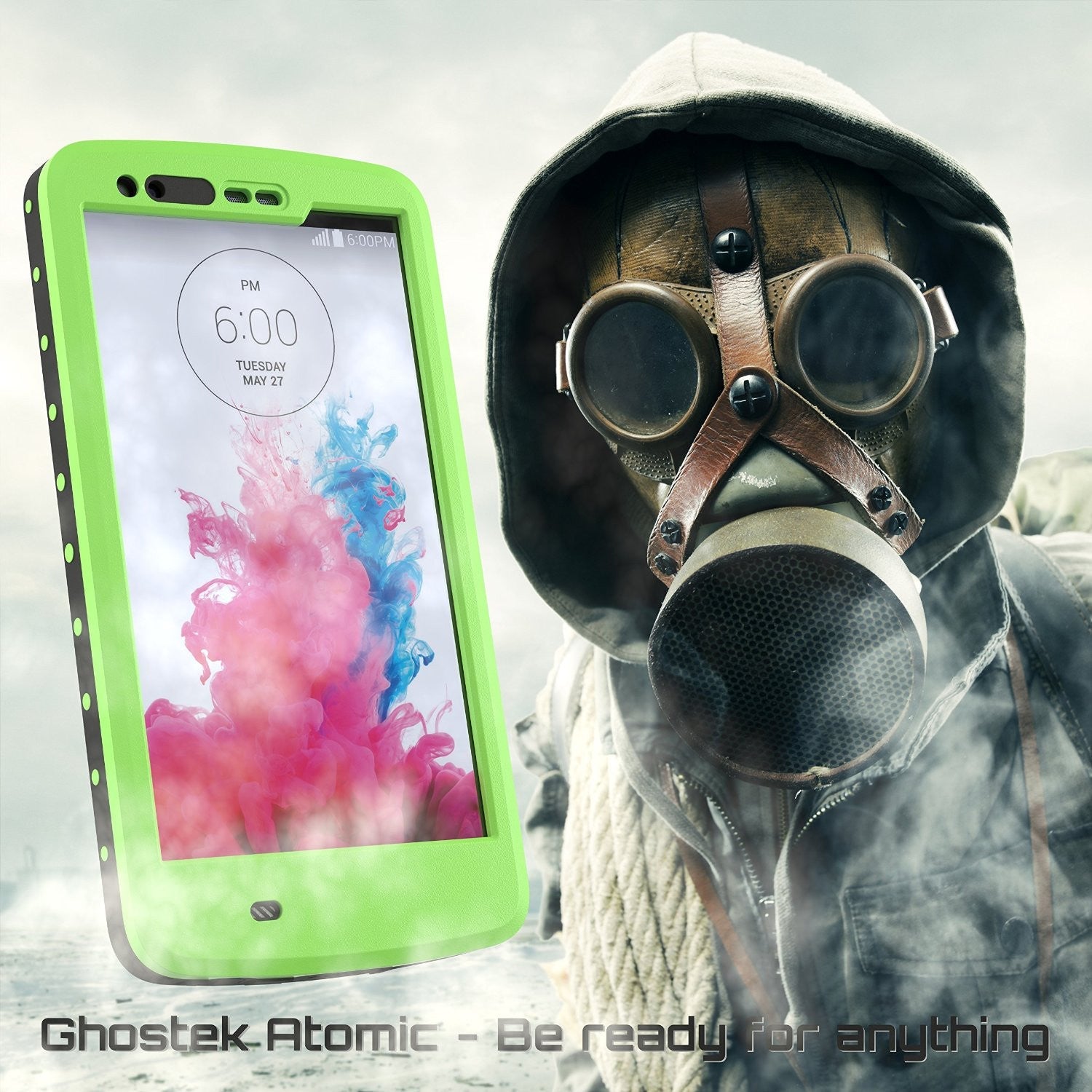 Capa à prova d'água para LG G3, Ghostek Atomic Verde com Protetor de Tela Acoplado, Ajuste Fino
