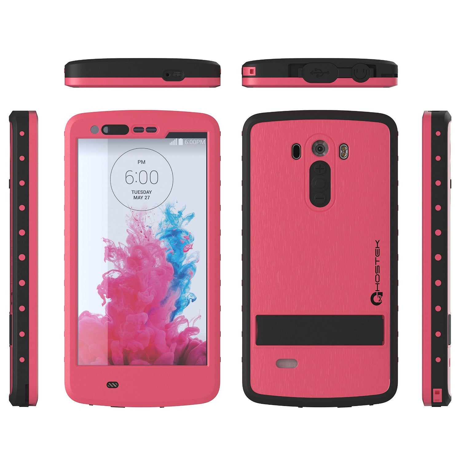 Capa à Prova de Água LG G3, Ghostek Atomic Rosa com Protetor de Tela Fino Ajustado para LG G3