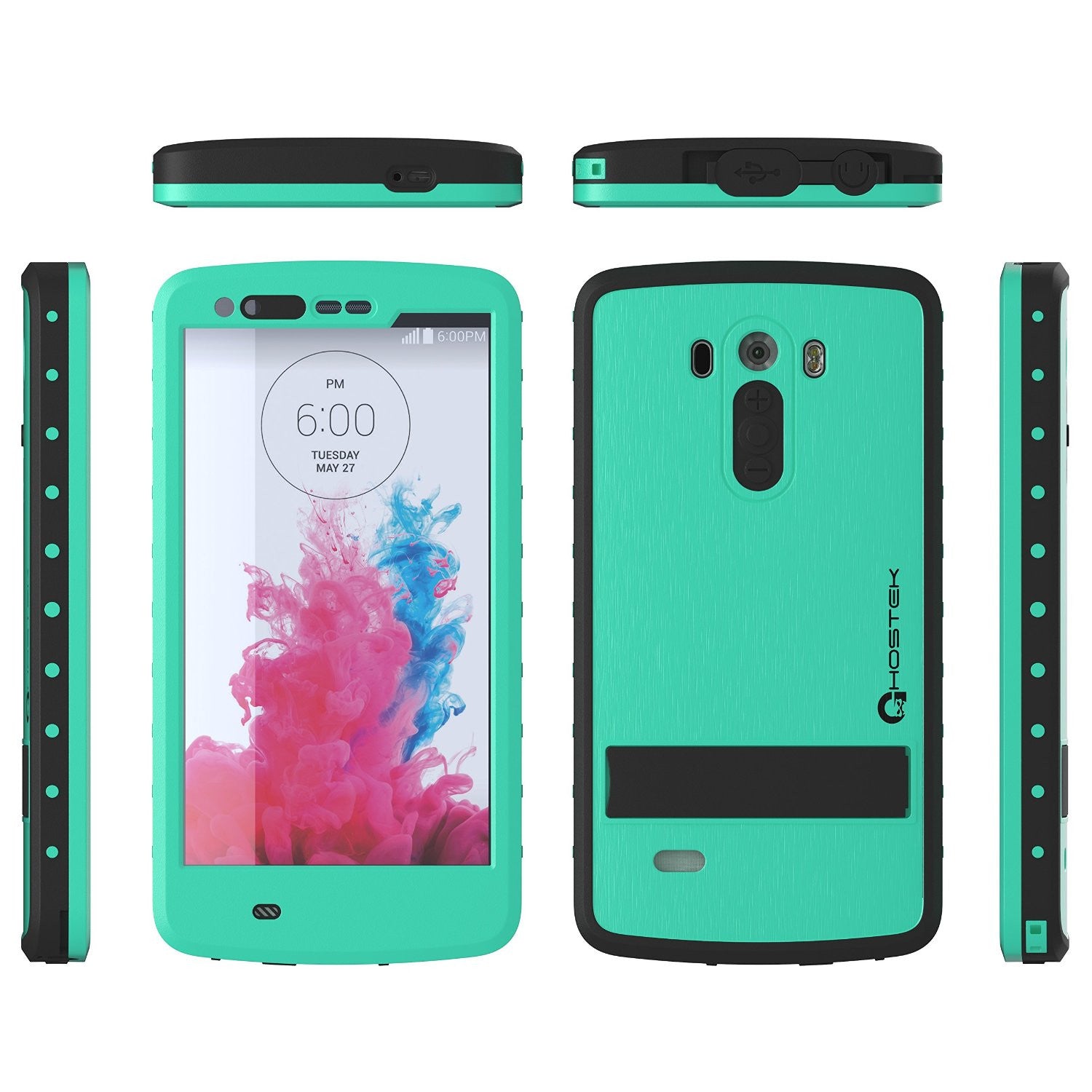 Capa à prova d'água para LG G3, Ghostek Atomic Teal com protetor de tela acoplado, ajuste fino, LG G3.
