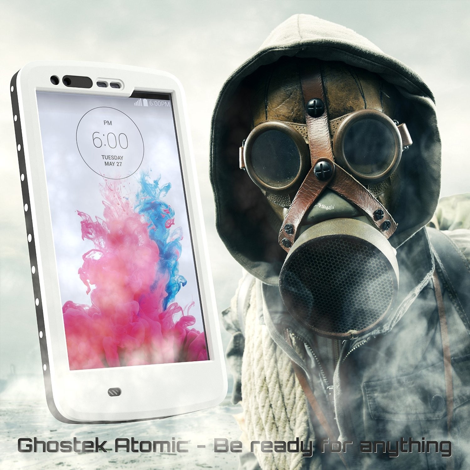 Capa à prova d'água LG G3, Ghostek Atomic Branco com Protetor de Tela Anexado LG G3 Ajustado Fino