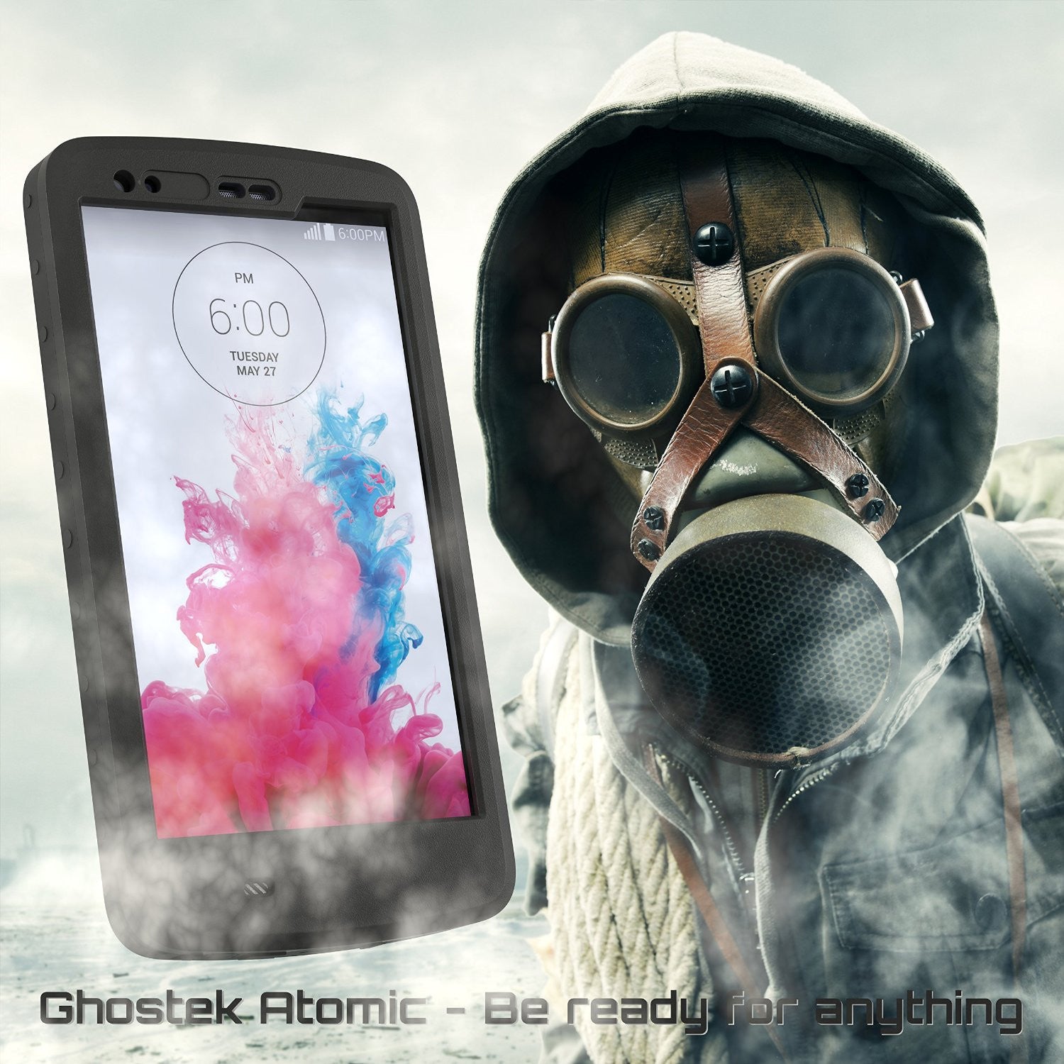 Capa à prova d'água LG G3, Ghostek Atomic Preto com Protetor de Tela Integrado para LG G3