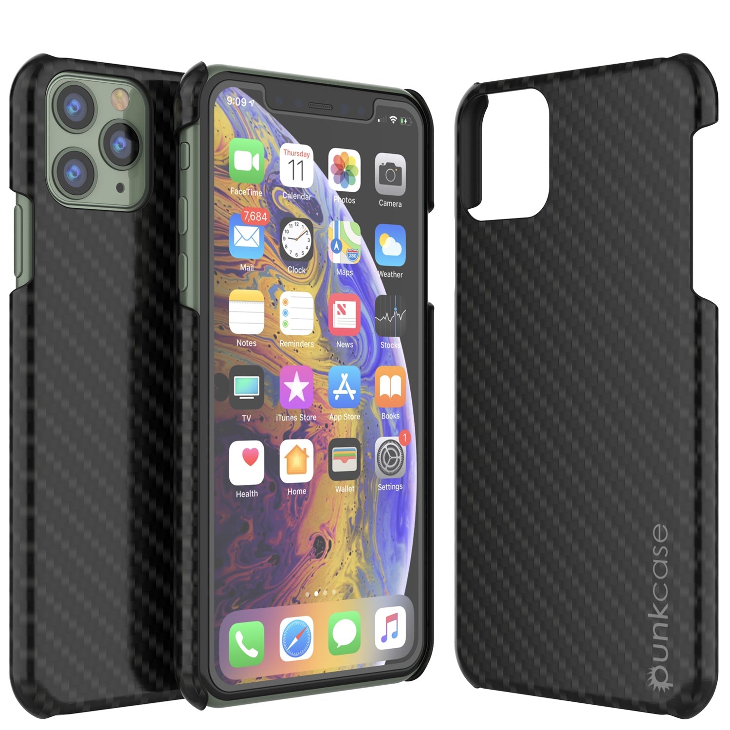 Capa iPhone 11 Pro, Punkcase CarbonShield, Resistente e Ultra Fina de 2 Peças de Camada Dupla [à prova de choque]