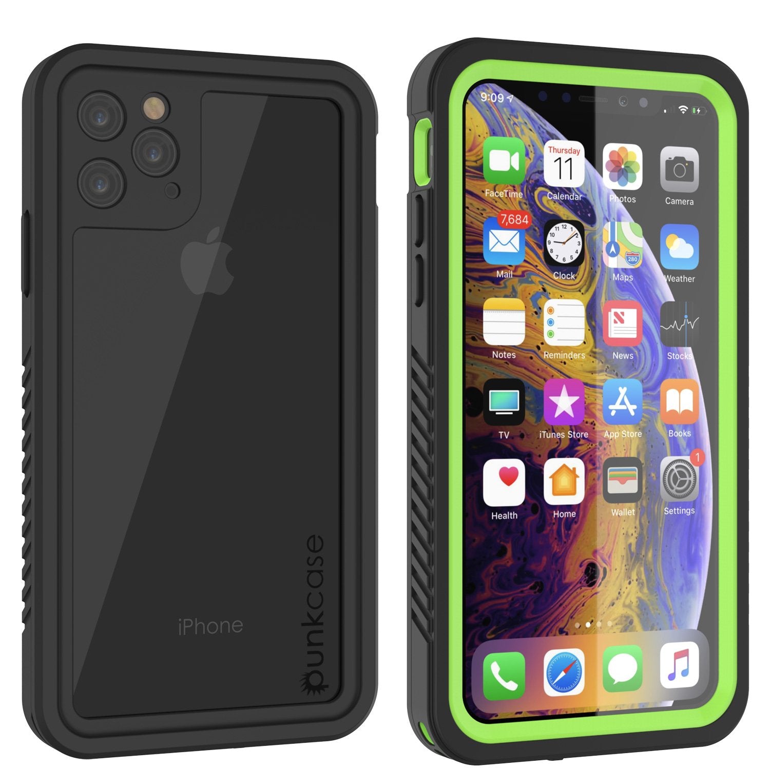Capinha impermeável para iPhone 11 Pro Max, Punkcase [Série Extreme] Capinha de armadura com protetor de tela embutido  [Luz Verde]