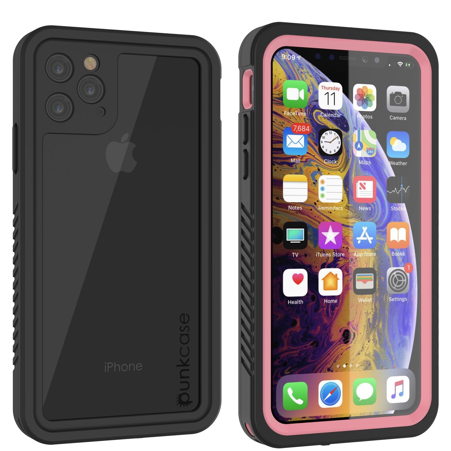 Capinha impermeável para iPhone 11 Pro Max, Punkcase [Série Extreme] Capinha de armadura com protetor de tela embutido  [Rosa]