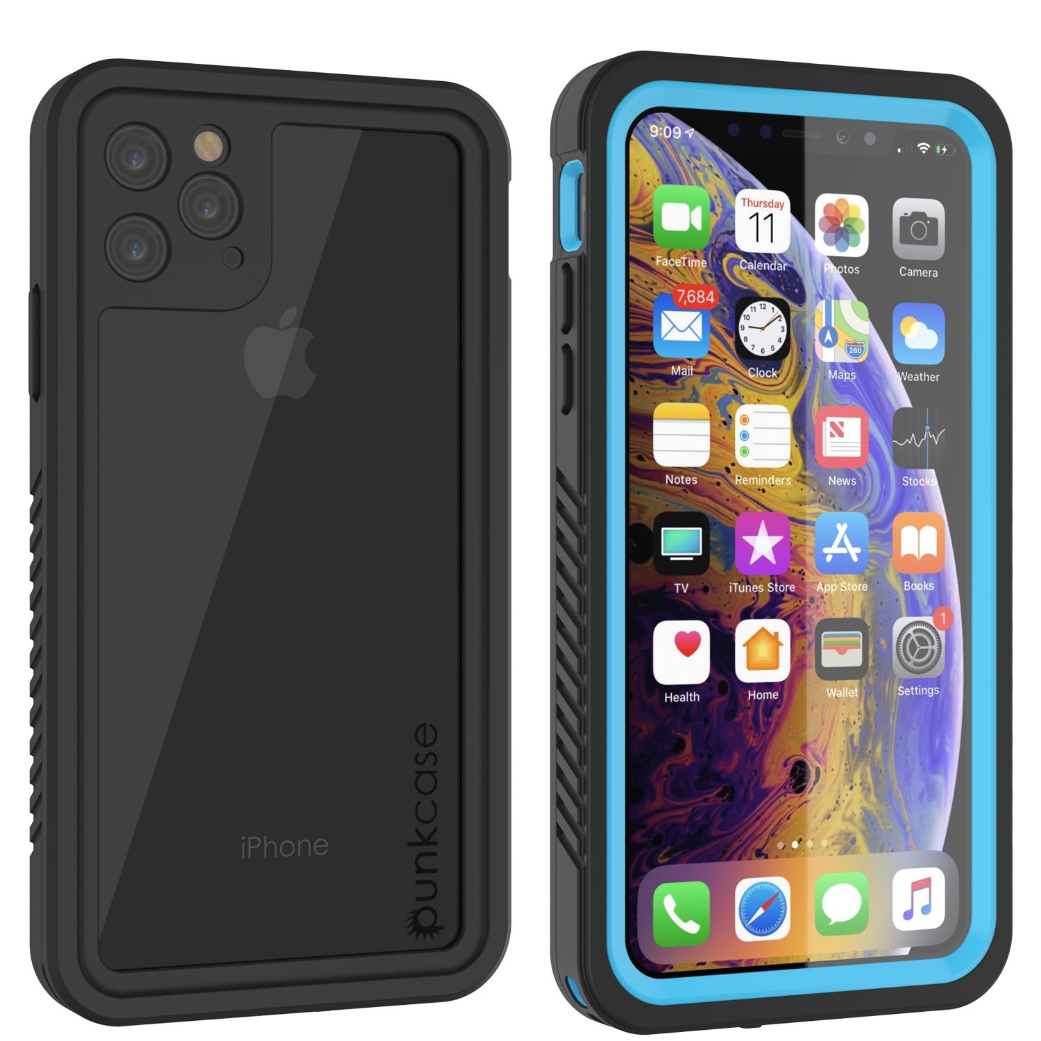 Capinha impermeável para iPhone 11 Pro Max, Punkcase [Série Extreme] Capinha de armadura com protetor de tela embutido  [Azul Claro]