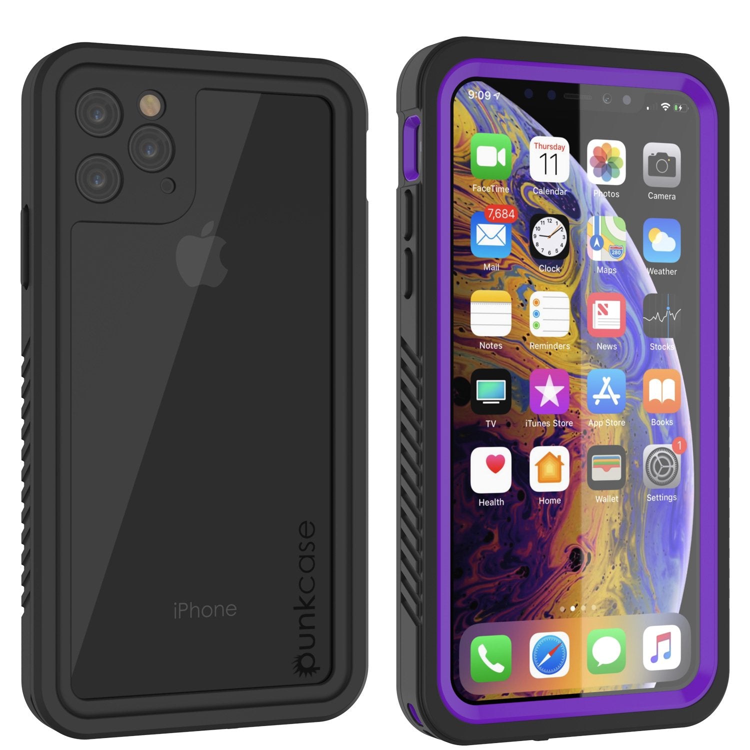 Capinha impermeável para iPhone 11 Pro Max, Punkcase [Série Extreme] Capinha de armadura com protetor de tela embutido  [Roxa]