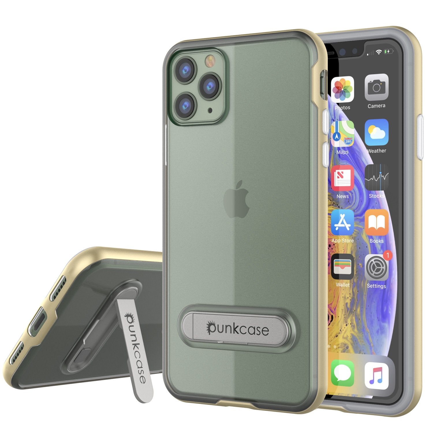Capa para iPhone 11 Pro Max, PUNKcase [Série LUCID 3.0] [Ajuste Slim] Capa de Armadura com Protetor de Tela Integrado [Dourado]