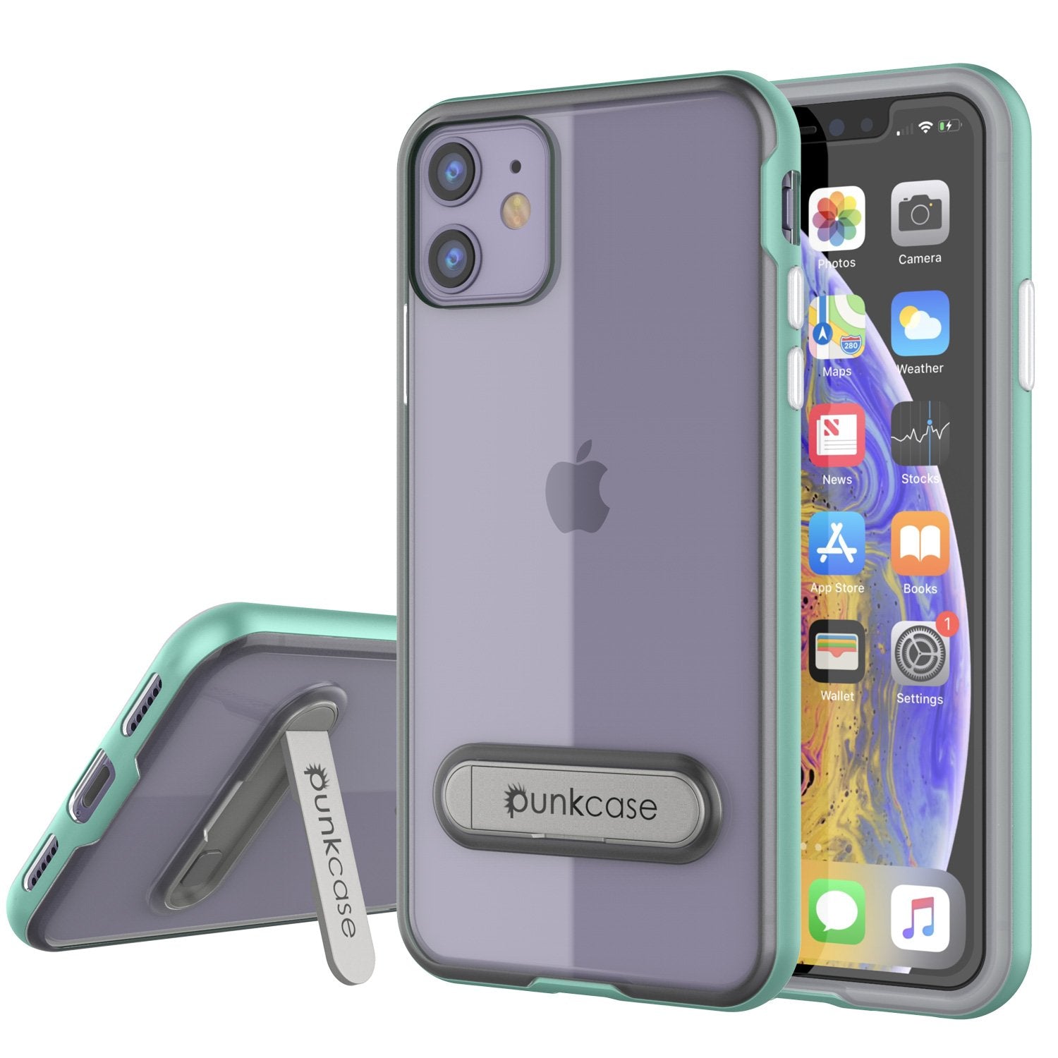 Capa do iPhone 11, PUNKcase [Série LUCID 3.0] [Ajuste Fino] Capa de Armadura com Protetor de Tela Integrado [Azul-Verde]