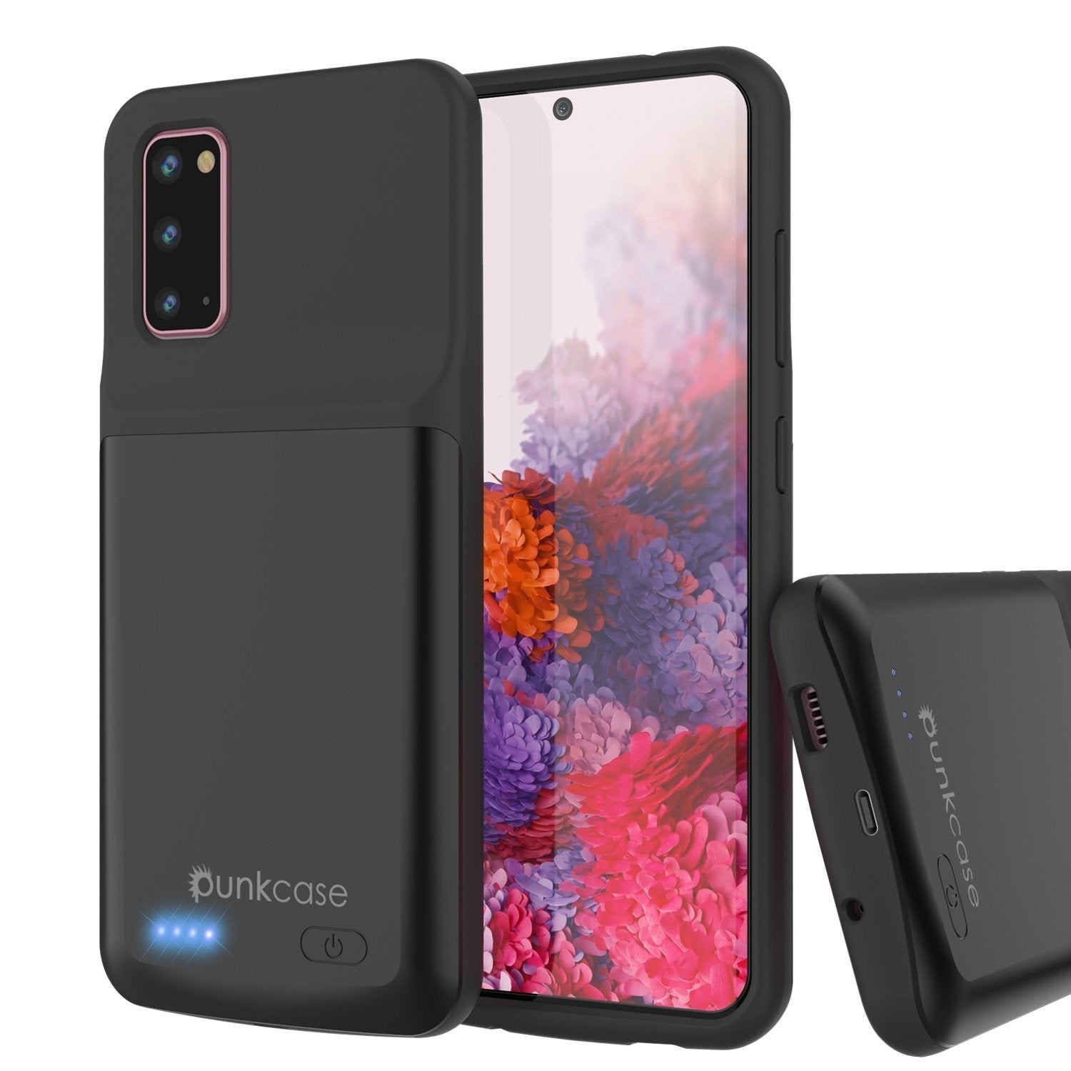PunkJuice S20 Battery Case All Black - Fast Charging Power Juice Bank with 4800mAh (Color in image: Patterned Black)